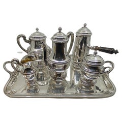 Antique Service À Thé, Café Et Chocolat En Argent Massif Poinçon Minerve Poids 4002 Gr