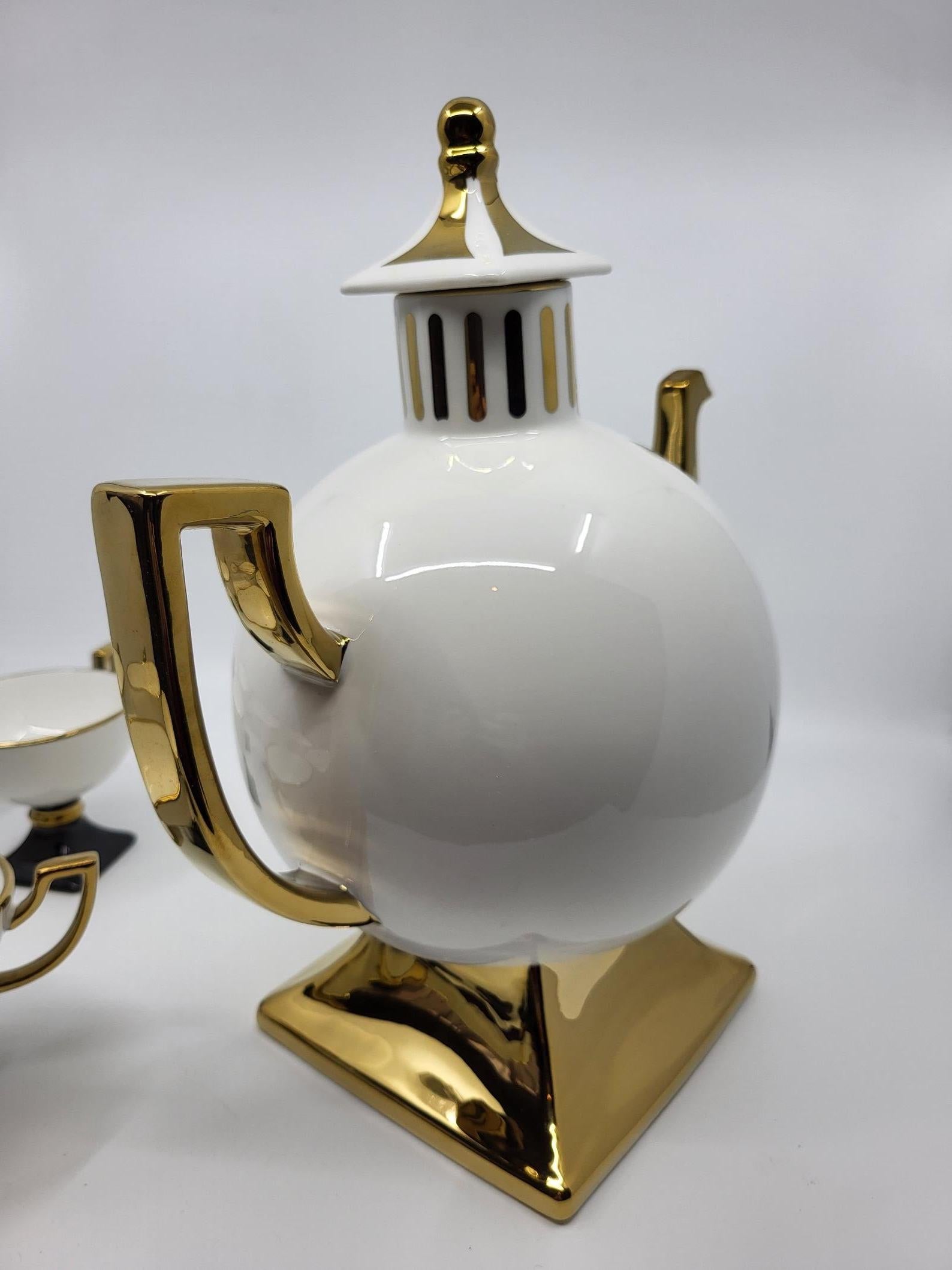 Servizio da tavolo Vincent Darré X Monoprix in céramique blanche, doré Francais set 7 5