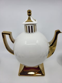 Service à thé Vincent Darré X Monoprix en céramique blanche, doré Francais set 7