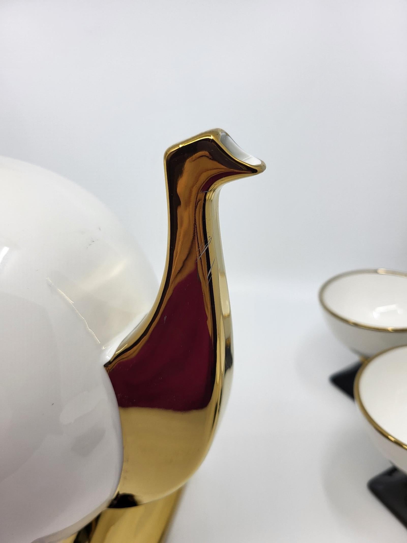 XXIe siècle et contemporain Service à thé Vincent Darré X Monoprix en céramique blanche, doré Francais set 7