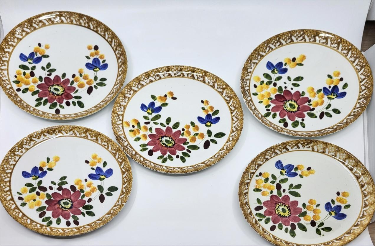Service assiette et plats signé Made Italy en faïence  1970 By Vintage (lot de 12) en vente 5