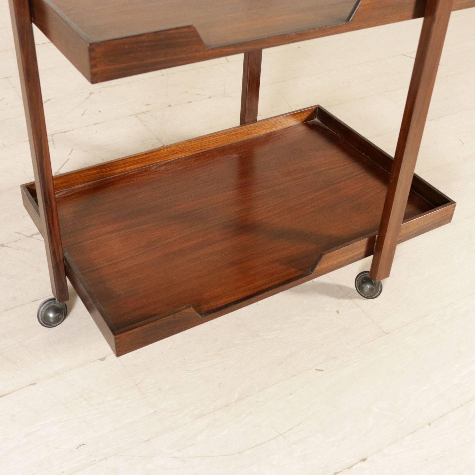 Mid-20th Century Service Cart for Poggi Rosewood CR-20 Design Vintage, Italy, 1960s