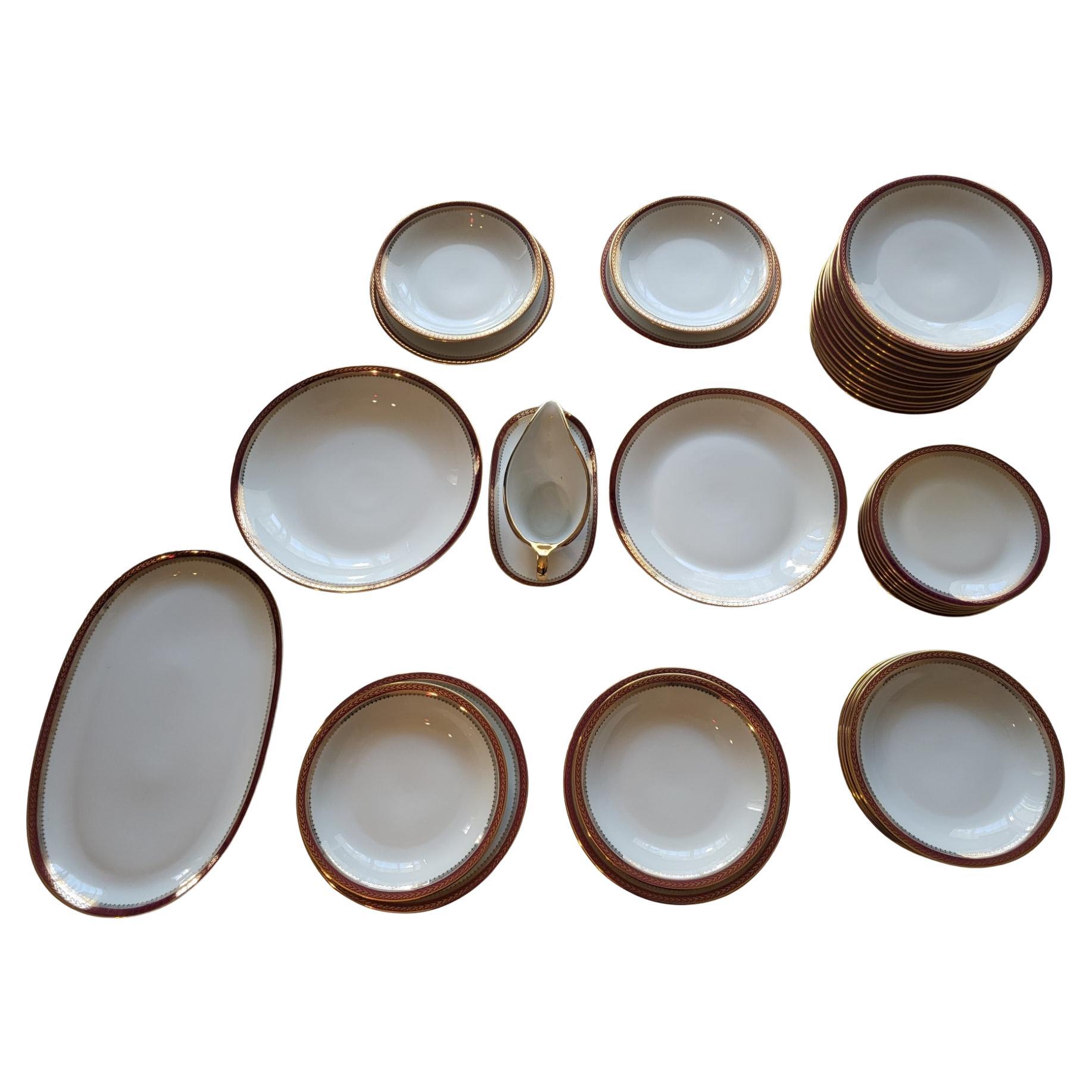 Mid-20th Century Gold Plate and Porcelain Platter, Antique Serveware For Sale