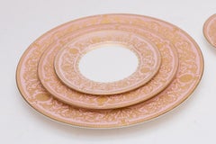 Service for 12, 72 Pieces Royal Worcester Pink Gilt Encrusted Dinner Service