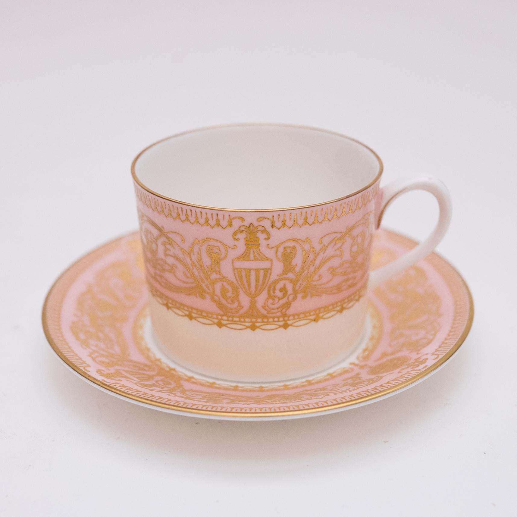 British Service for 12, 72 Pieces Royal Worcester Pink Gilt Encrusted Dinner Service