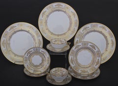 Service for 12 of Minton for Tiffany Ivory Gilded Plates