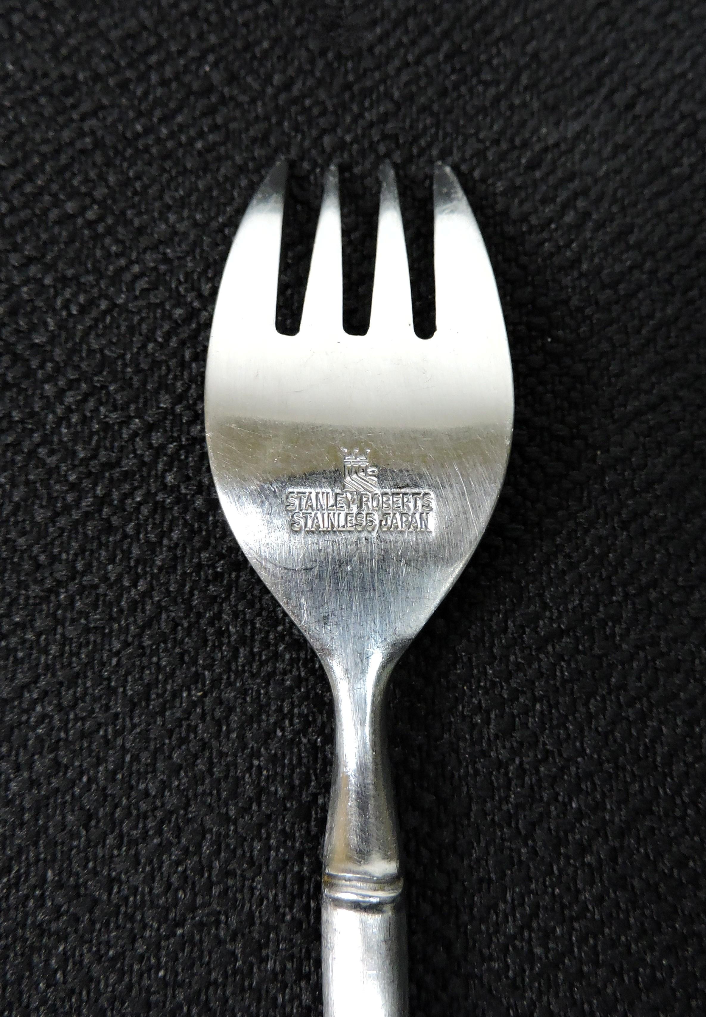 Service for 12 Stanley Roberts Tiburon Modern Stainless Bamboo Style Flatware For Sale 2