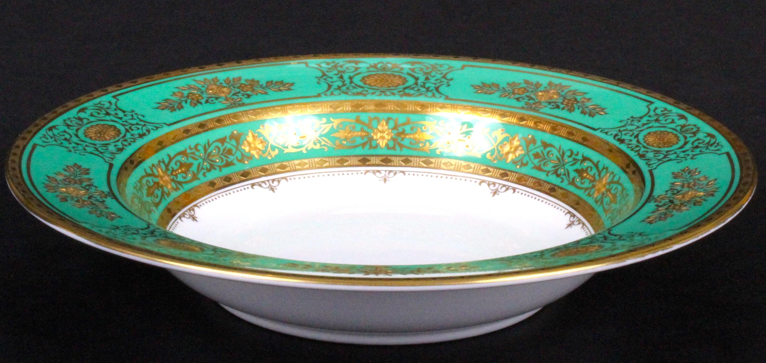 Service for 18 of Minton for Tiffany, Green and Gold For Sale 4