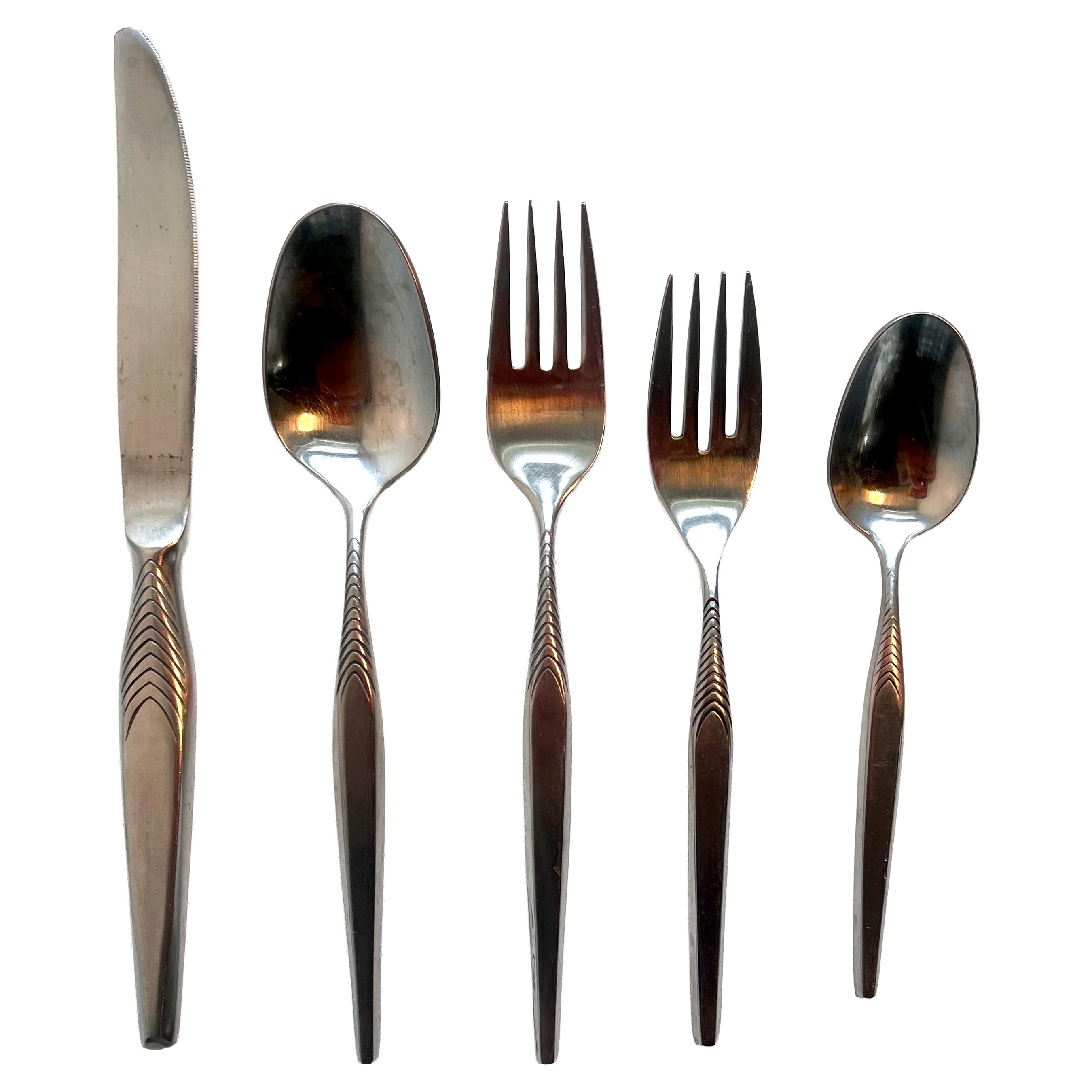 Service for 8, Modern Silverware Set by Everbrite, Japan, 1960's For Sale