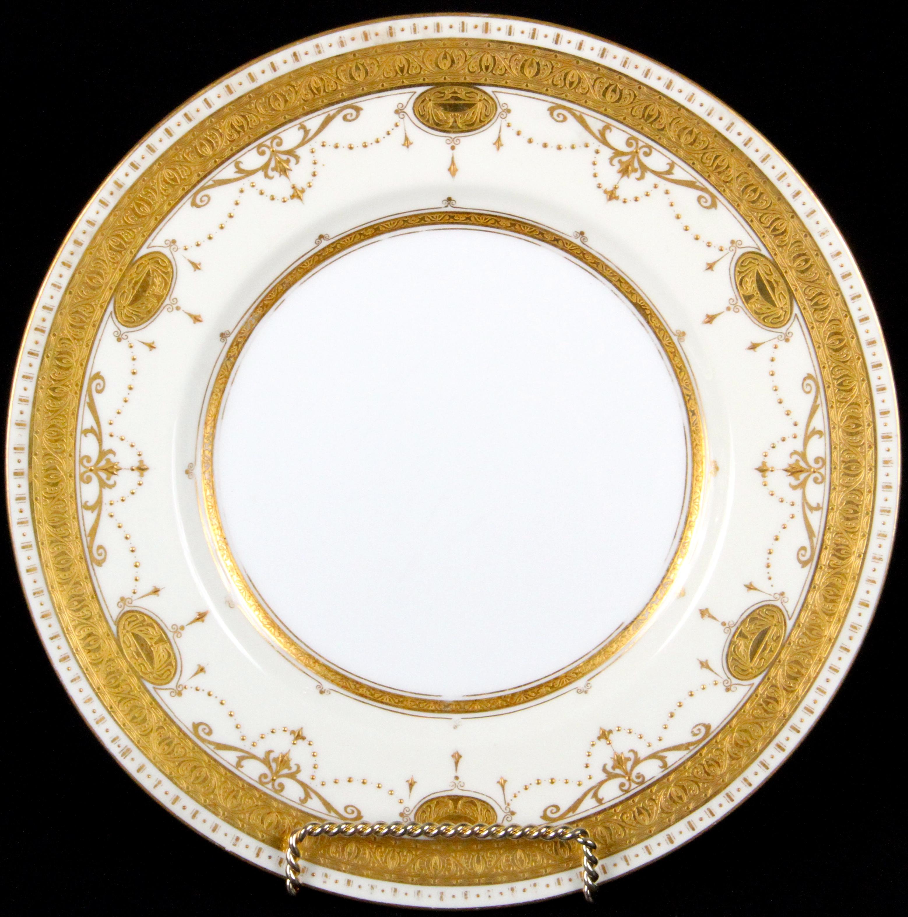 Neoclassical Service for 8 of Antique Minton for Tiffany Medallion Plates For Sale