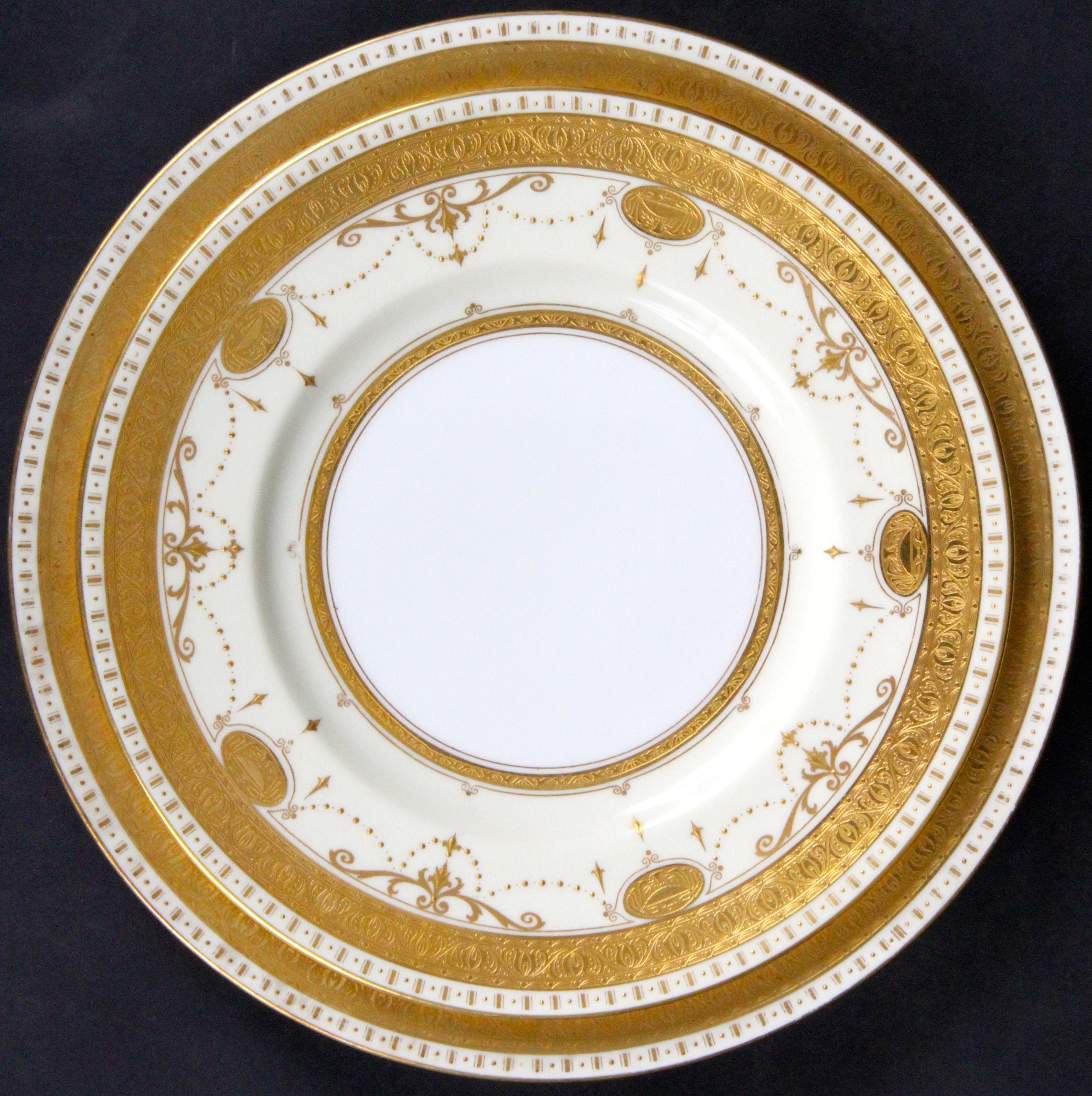 Early 20th Century Service for 8 of Antique Minton for Tiffany Medallion Plates For Sale