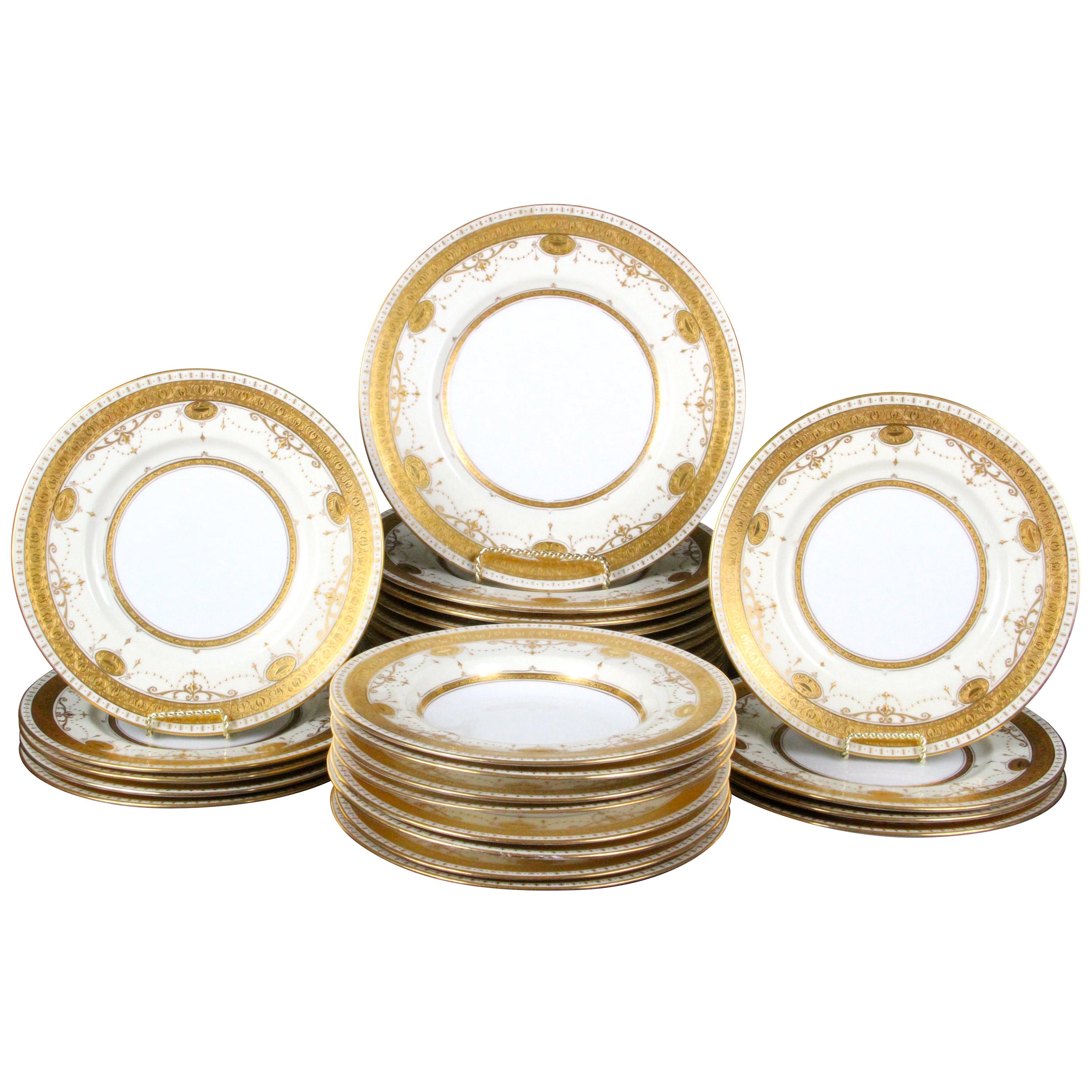 Service for 8 of Antique Minton for Tiffany Medallion Plates For Sale