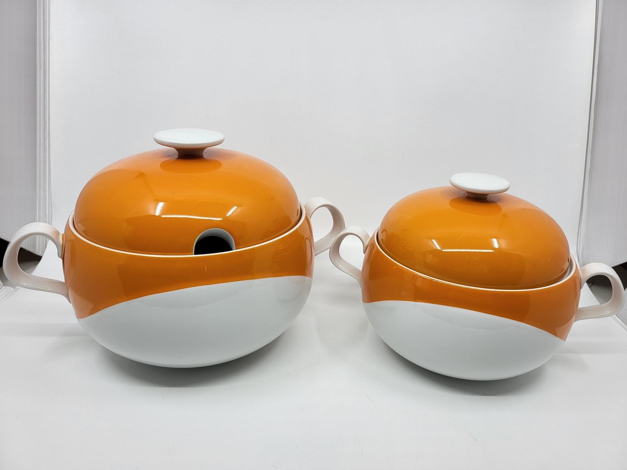 Servicio H&C Heinrich Alemania en porcelana blanca y naranja Alemania 1970 (73p) en venta 5