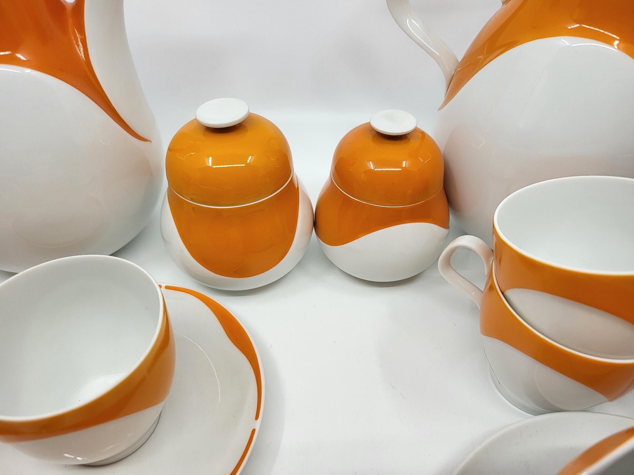 Servicio H&C Heinrich Alemania en porcelana blanca y naranja Alemania 1970 (73p) en venta 9