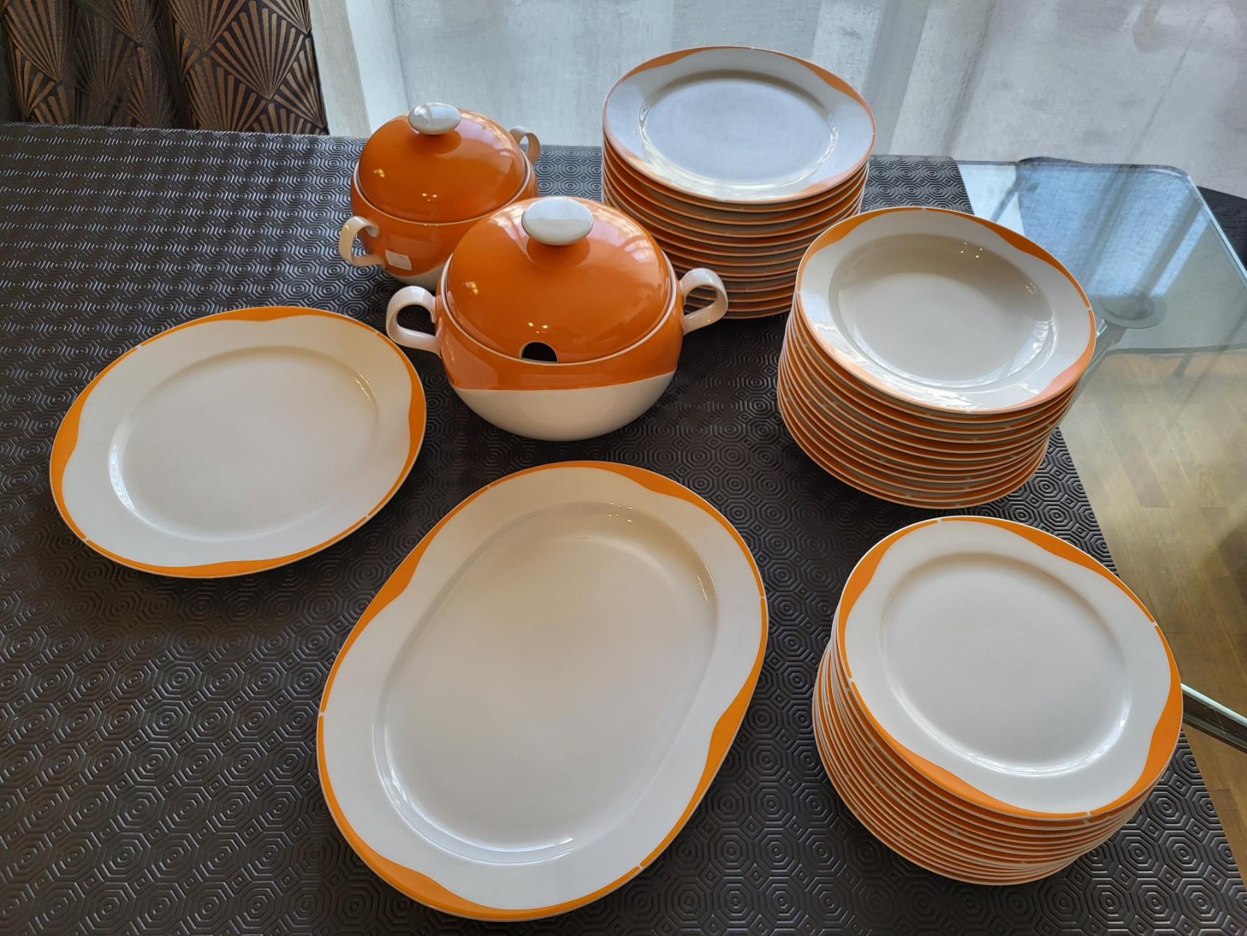 Servicio H&C Heinrich Alemania en porcelana blanca y naranja Alemania 1970 (73p) en venta 10