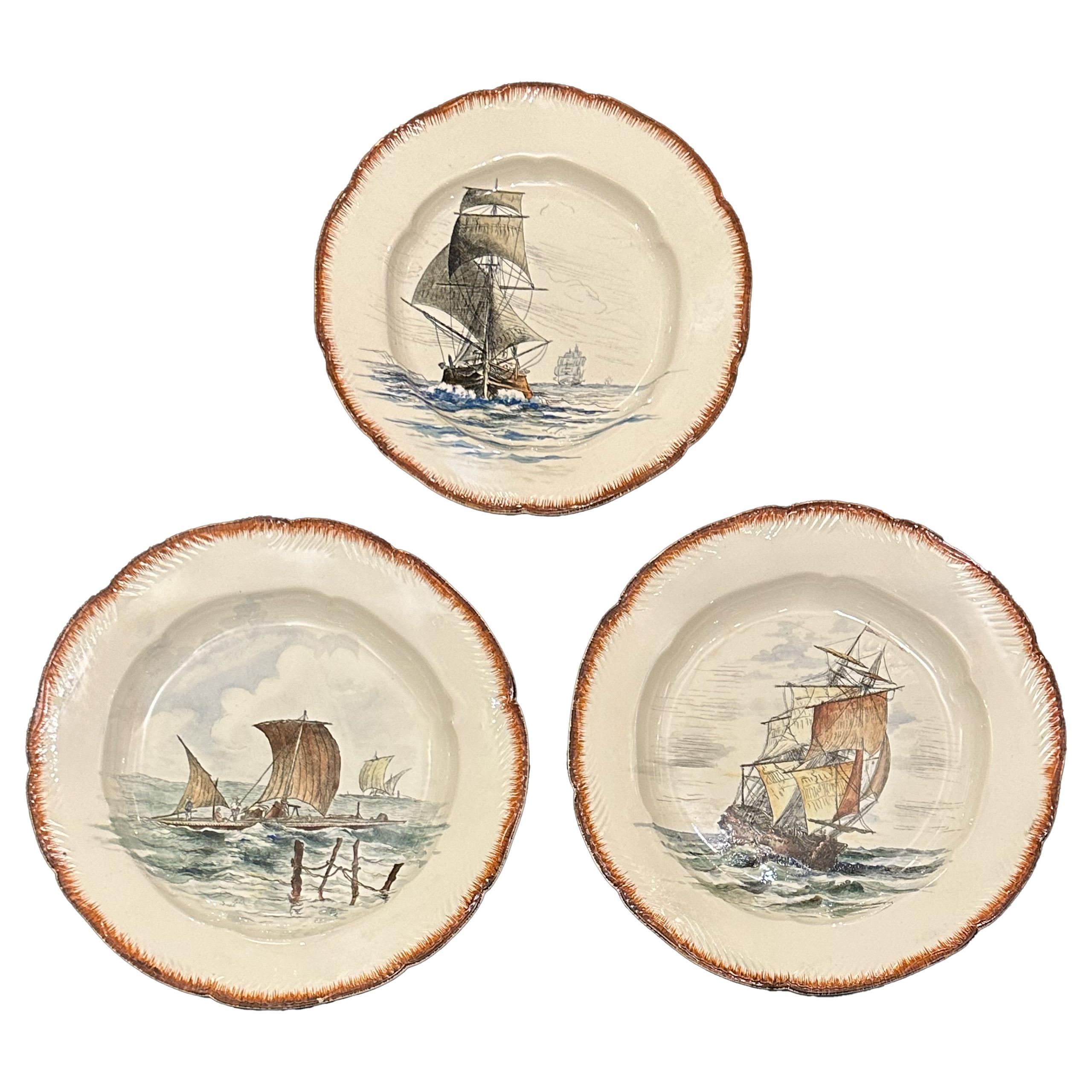 Servizio da tavola francese con paesaggio marittimo dipinto a mano Creil&Montereau, circa 1889 in vendita 8