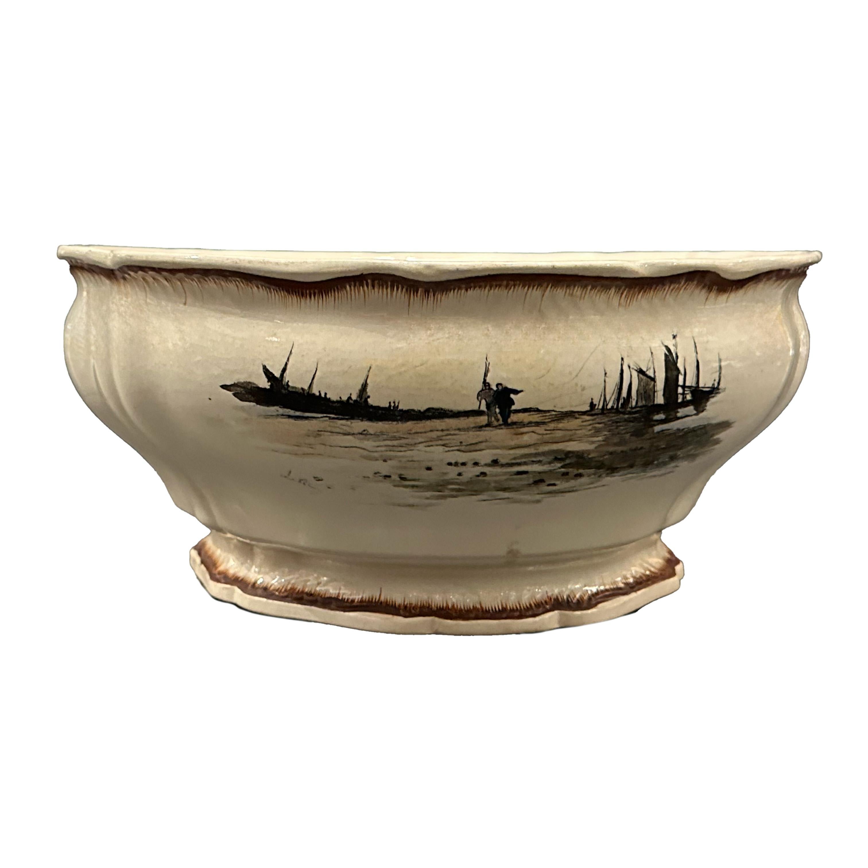 Servizio da tavola francese con paesaggio marittimo dipinto a mano Creil&Montereau, circa 1889 in vendita 11