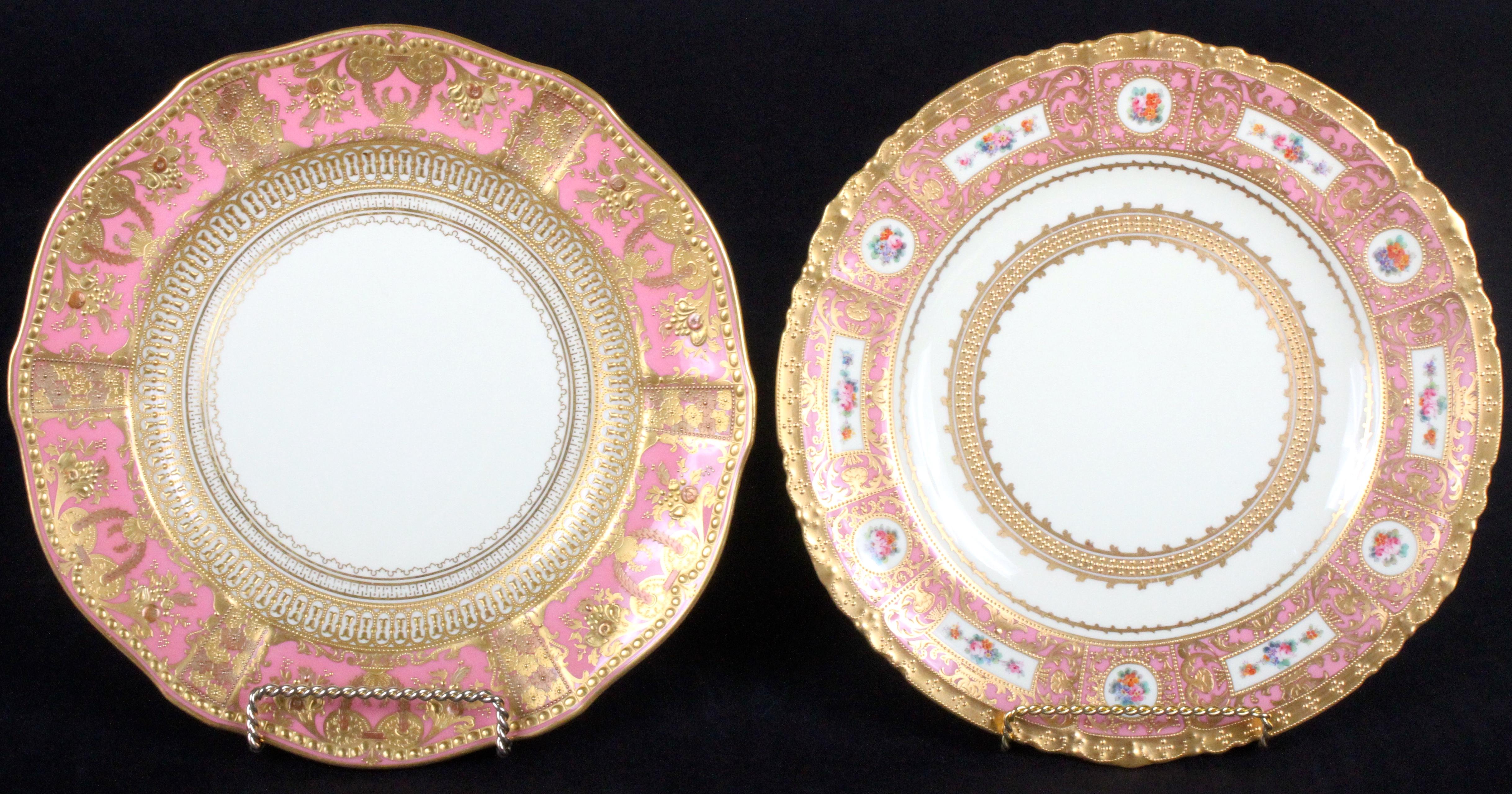 Service of 19th Century Derby Pink Service Plates with Elaborate 2-Color Gilding 1