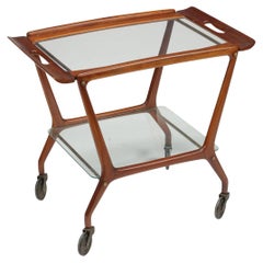 Service Trolley Beech Glass Italy 1950s-1960s