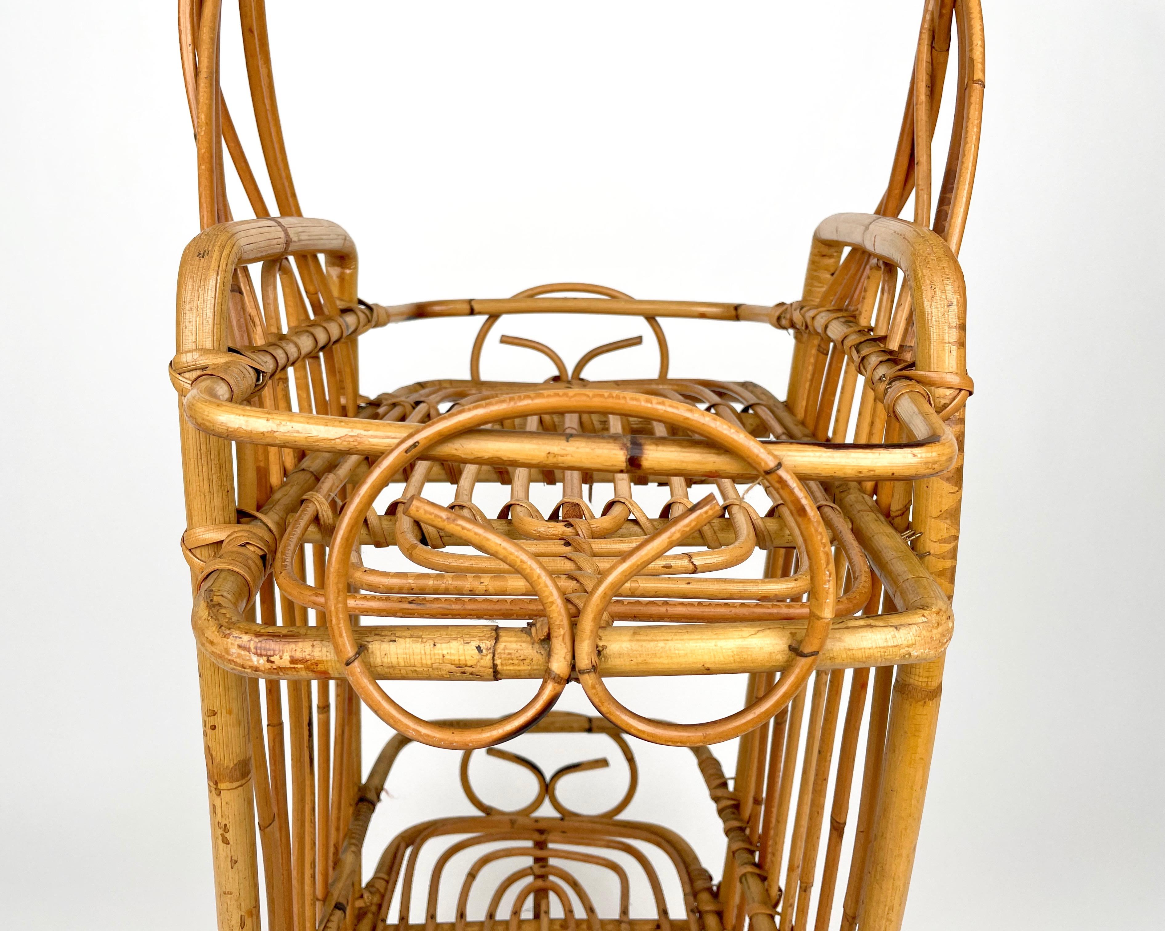 Serving Bar Cart Bamboo & Rattan, France, 1960s For Sale 2