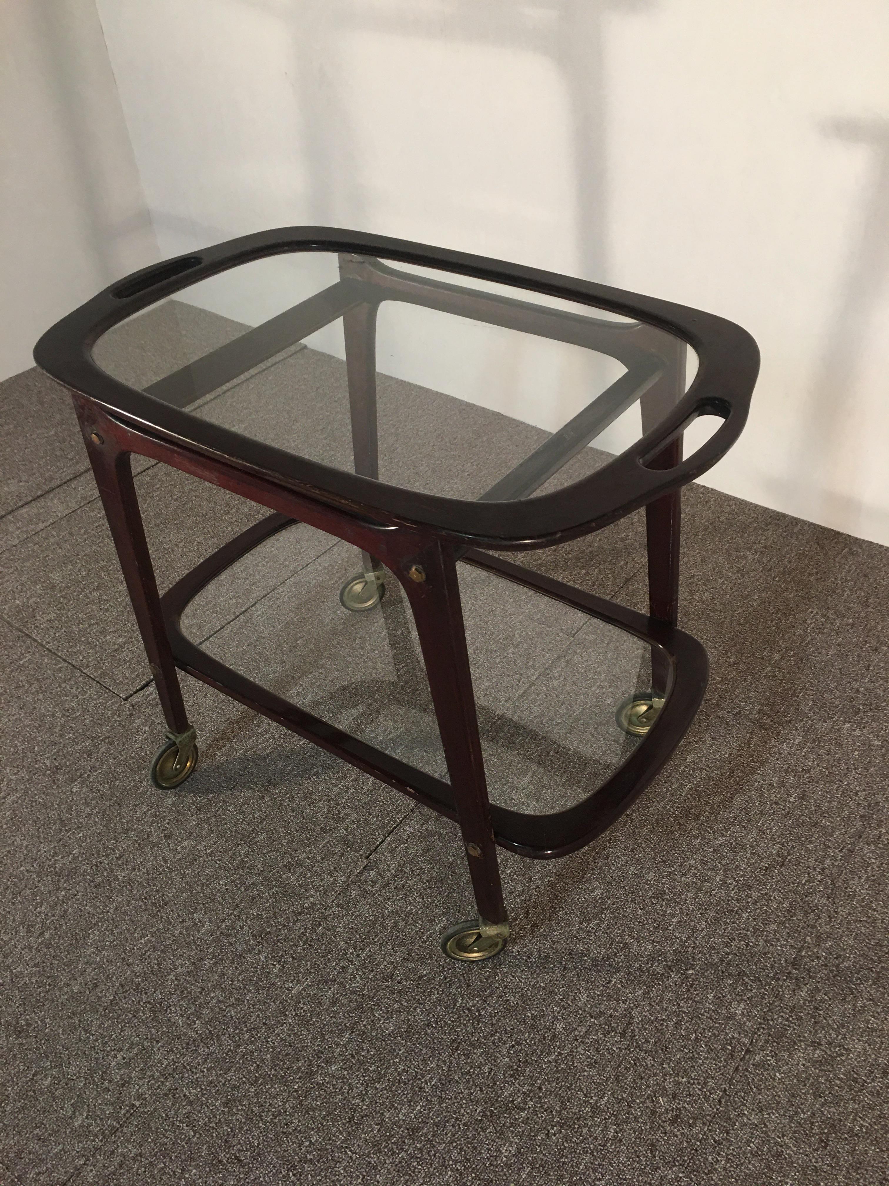 Aesthetic Movement Serving Bar Cart by Cesare Lacca, Italy 1950s