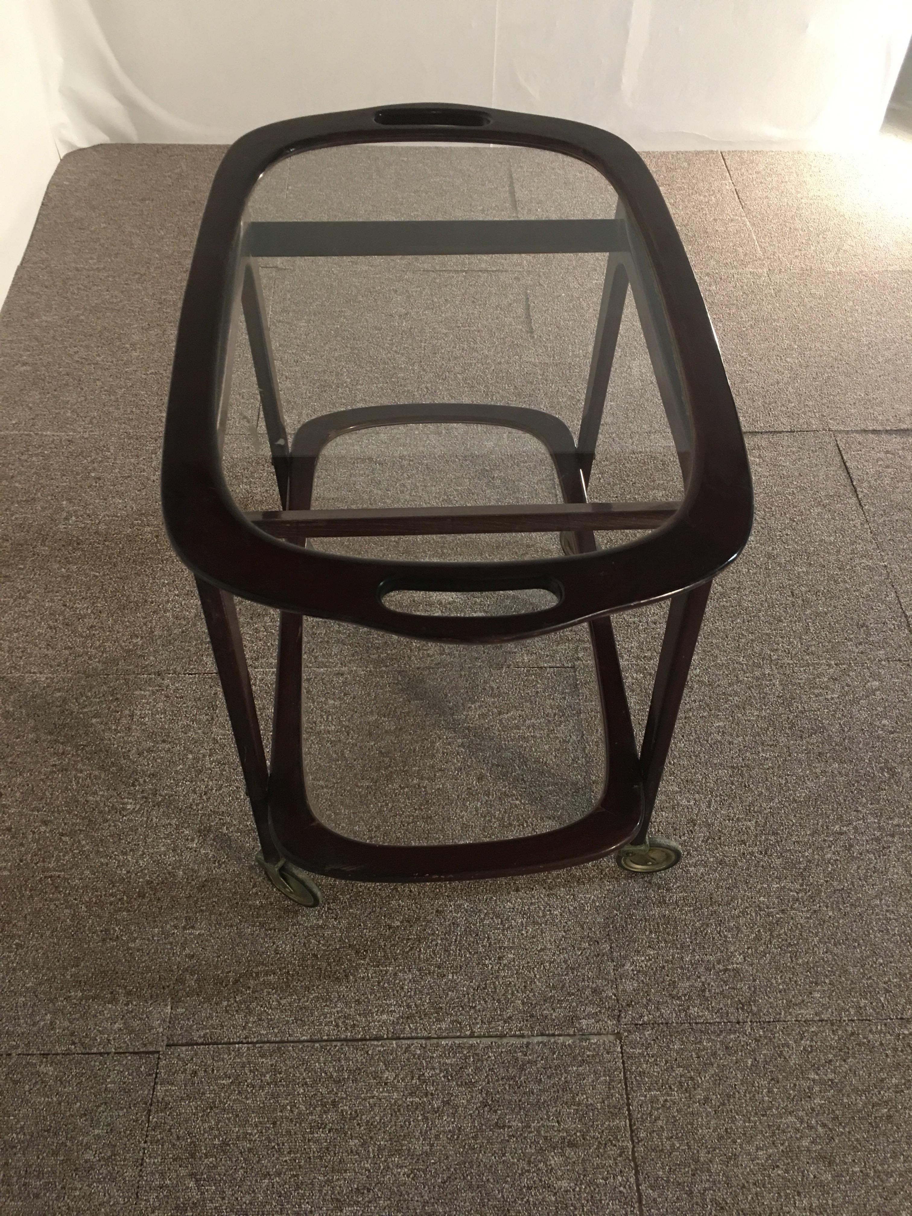 Serving Bar Cart by Cesare Lacca, Italy 1950s In Fair Condition In Nice, FR