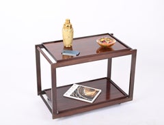 Carrello da bar di Frattini per Cassina firmato, legno di teak e metallo, Italia 1950