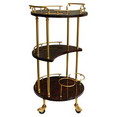 Vintage Serving Bar Cart Goatskin and Brass by Aldo Tura, Italy 1960s