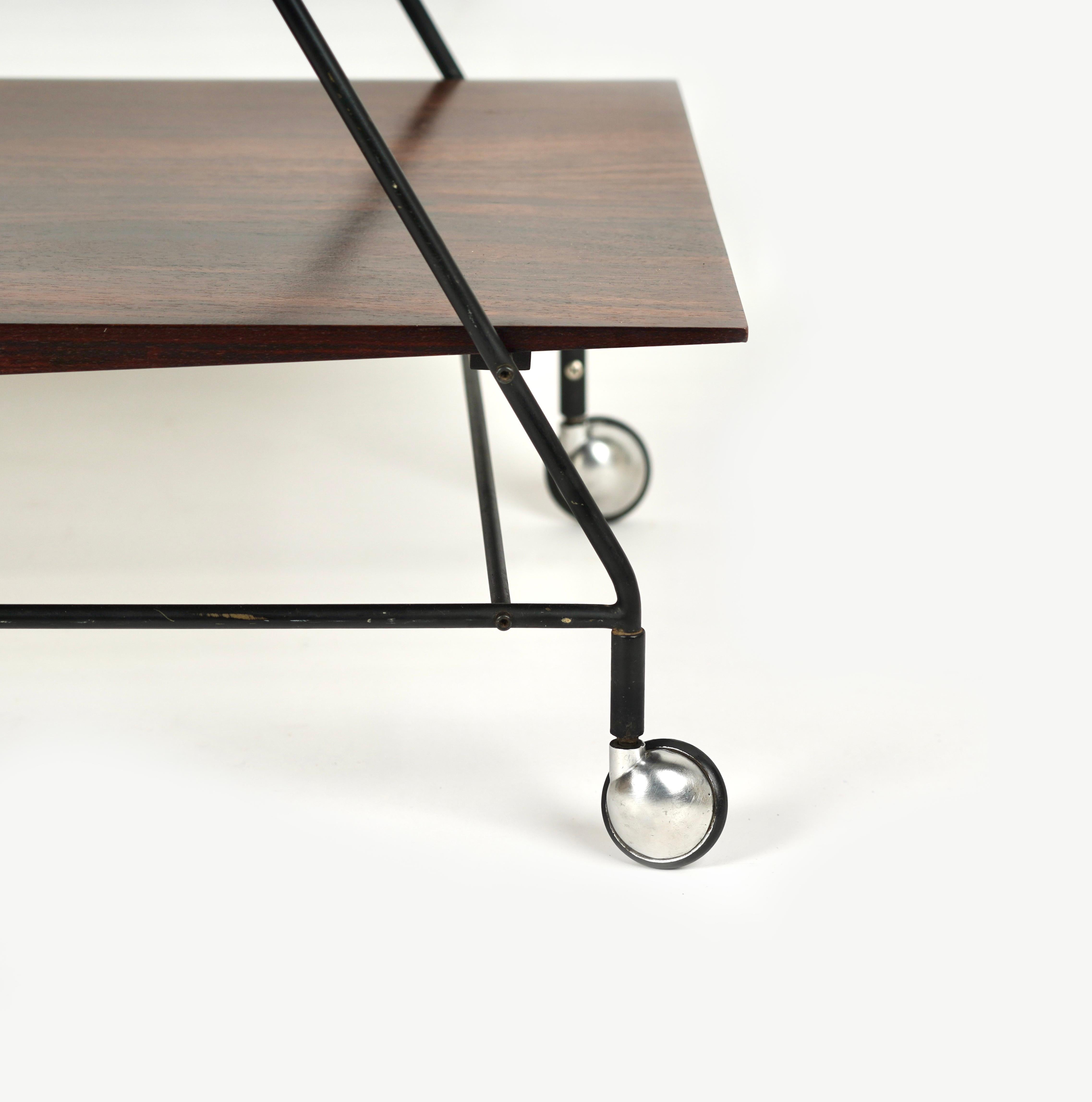 Serving Bar Cart in Wood and Metal by Ico Parisi for MIM Roma, Italy, 1960s For Sale 6