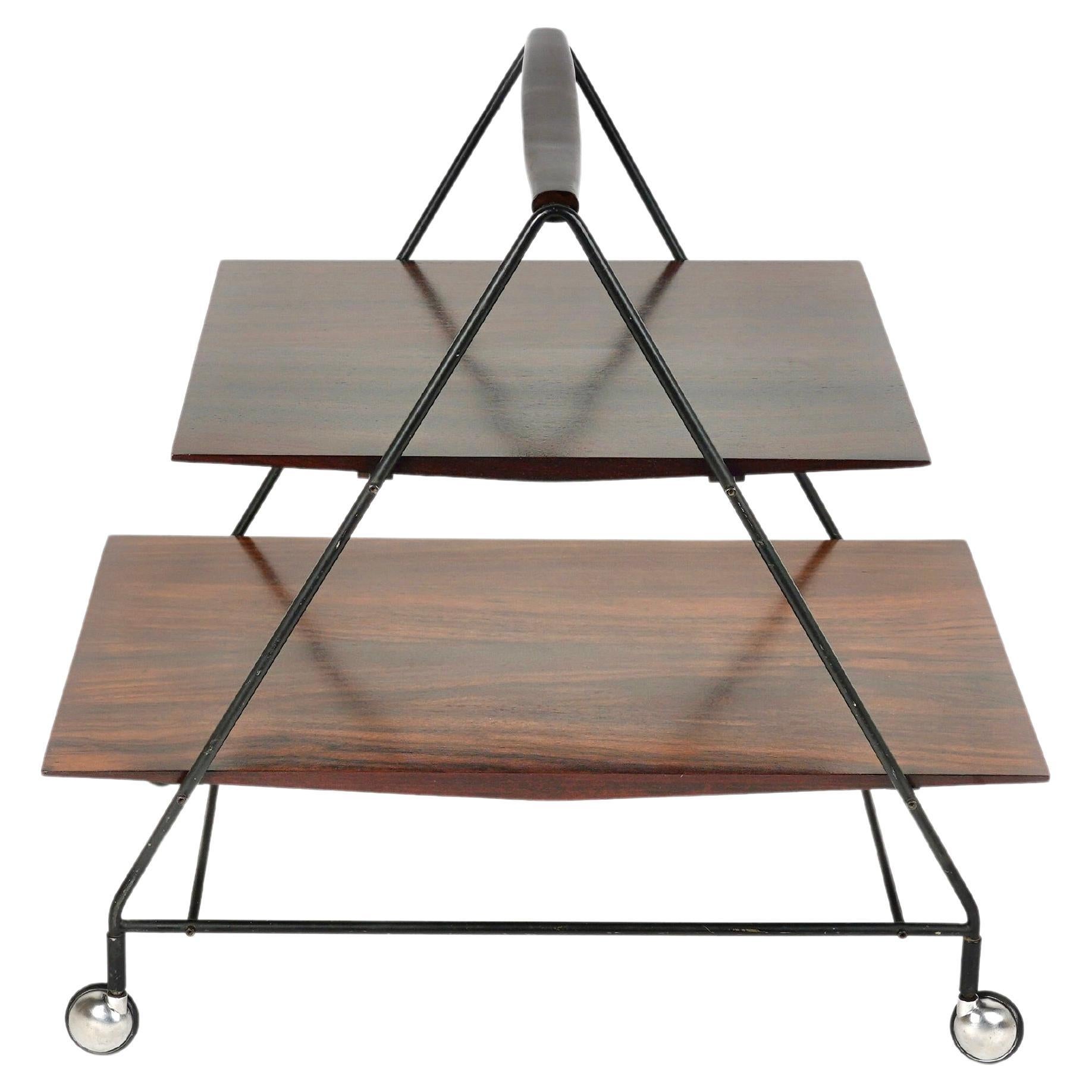 Serving Bar Cart in Wood and Metal by Ico Parisi for MIM Roma, Italy, 1960s For Sale 7