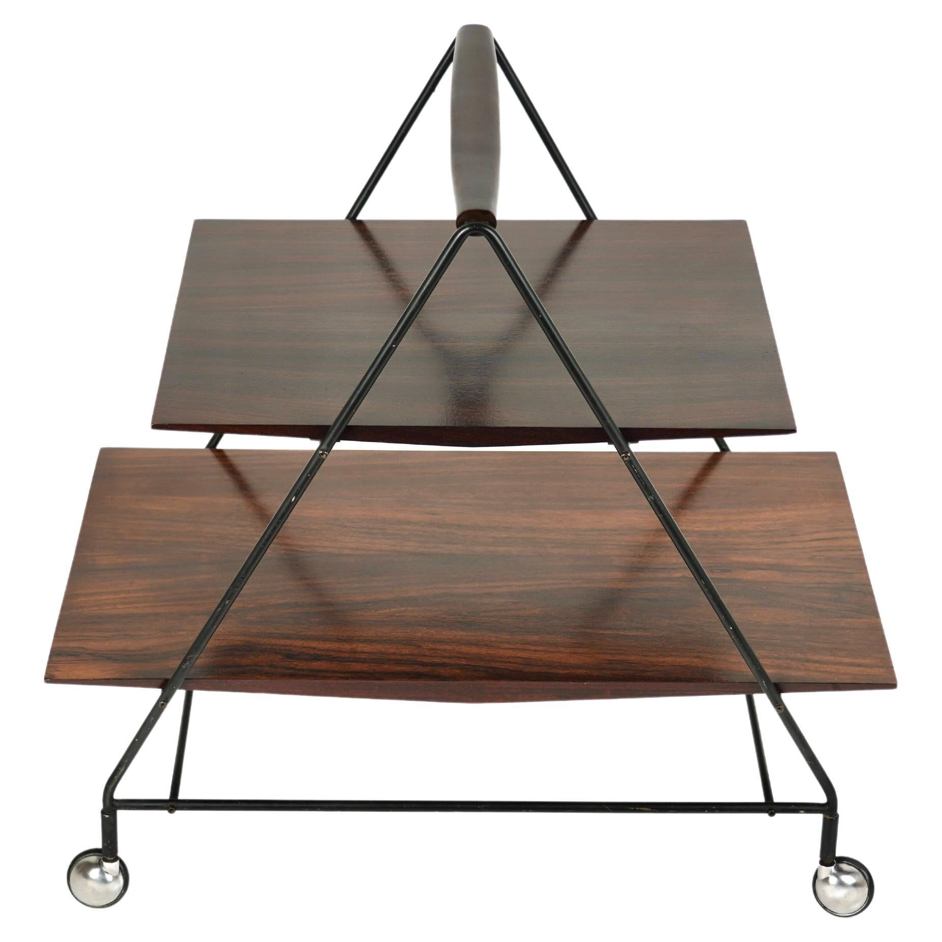 Serving Bar Cart in Wood and Metal by Ico Parisi for MIM Roma, Italy, 1960s For Sale