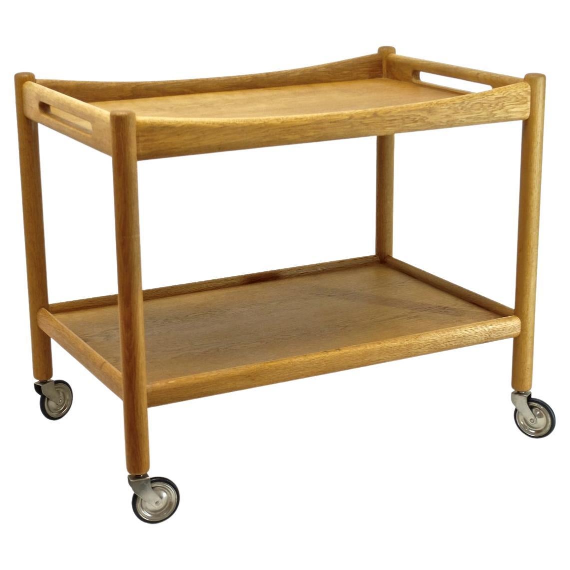 Serving Bar Cart Trolley AT-45 by Hans J. Wegner in Oak for Tuck in Denmark