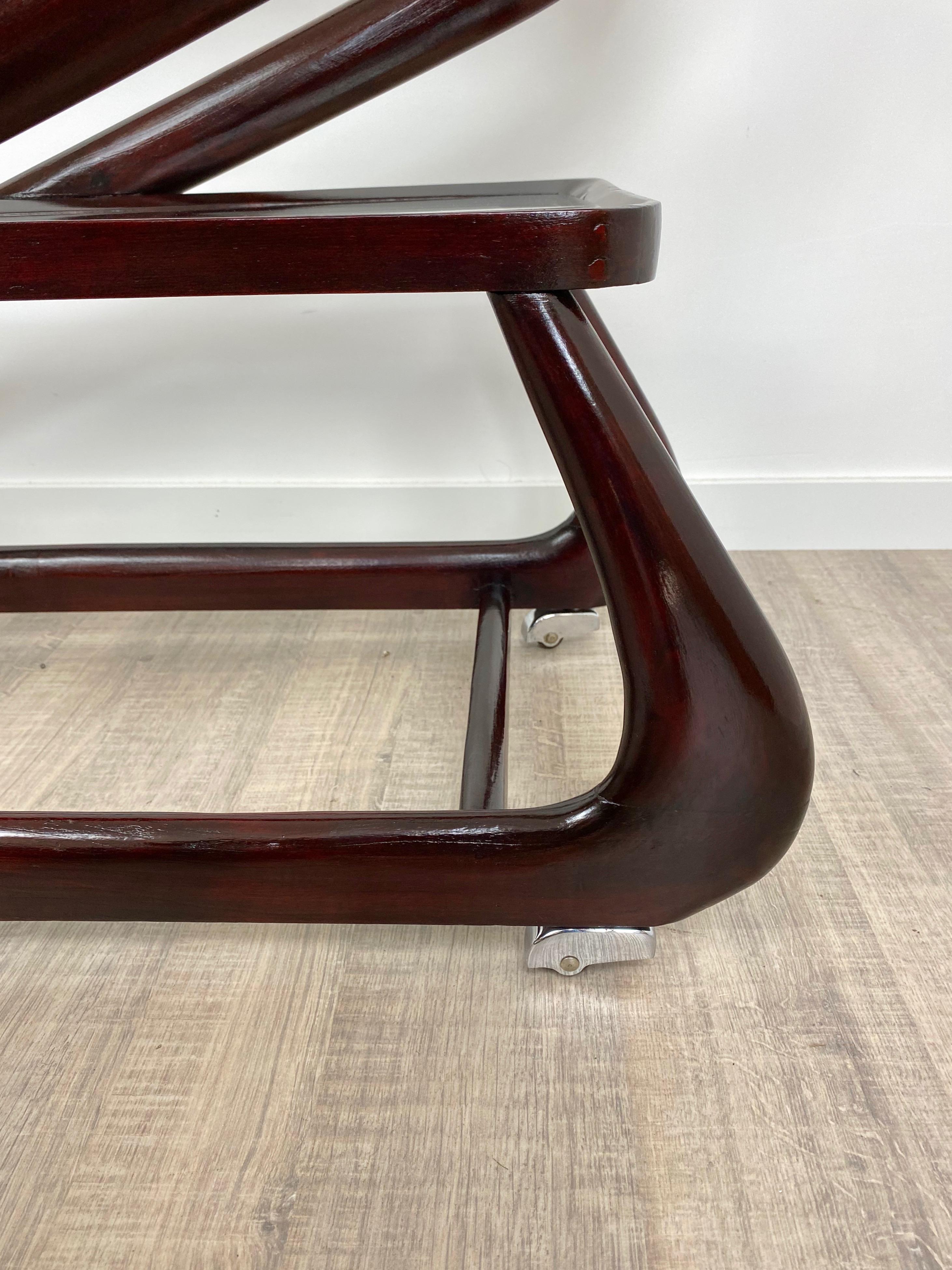 Serving Bar Cart Trolley in Mahogany and Glass by Cesare Lacca, Italy, 1950s 4