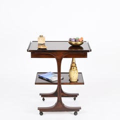 Servierbarwagen mit Schublade von Gianfranco Frattini mit Schublade für Bernini, Italien 1950er Jahre