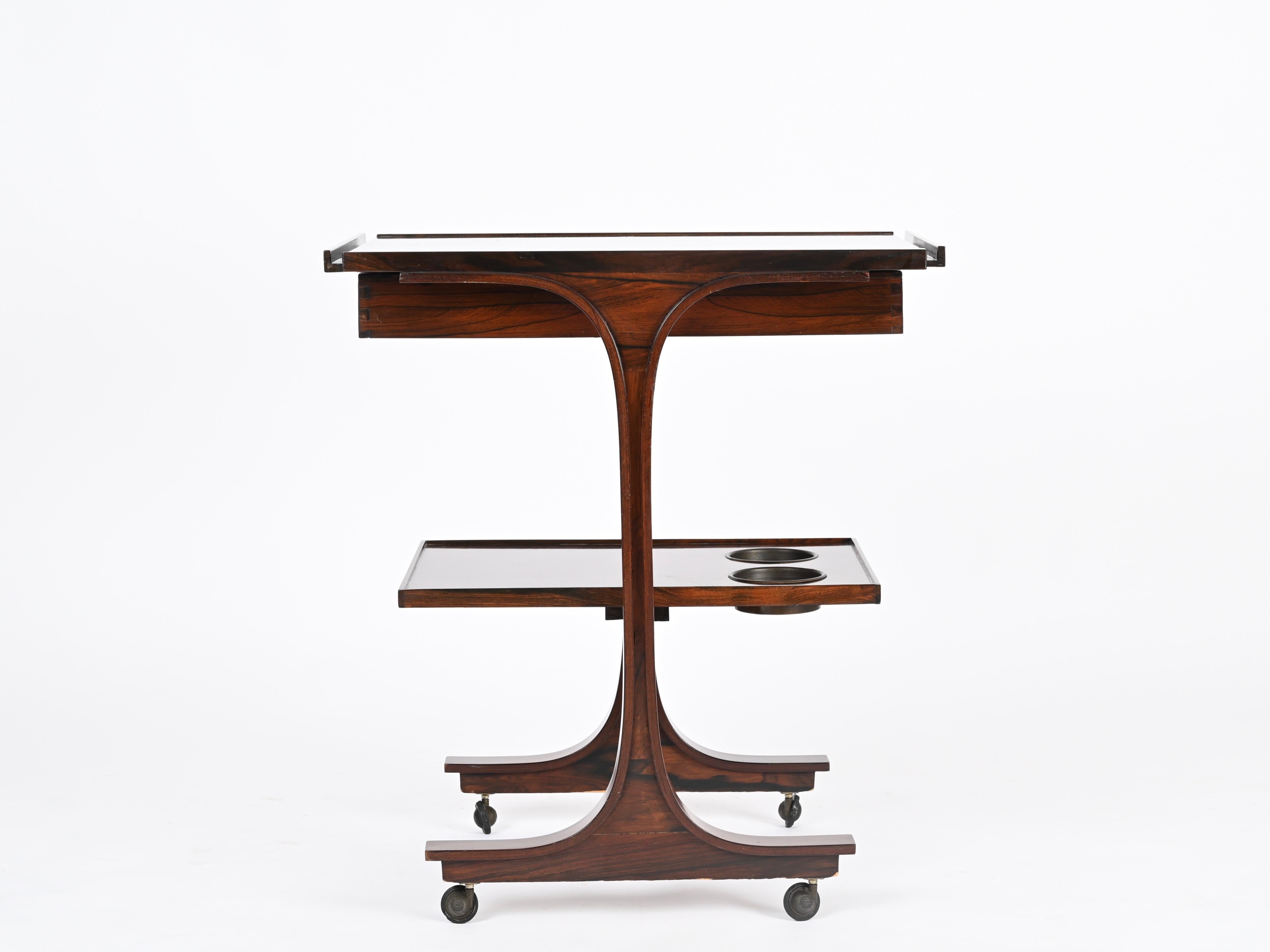 Gianfranco Frattini Chariot de bar avec tiroir pour Bernini, Italie, années 1950 Bon état - En vente à Roma, IT