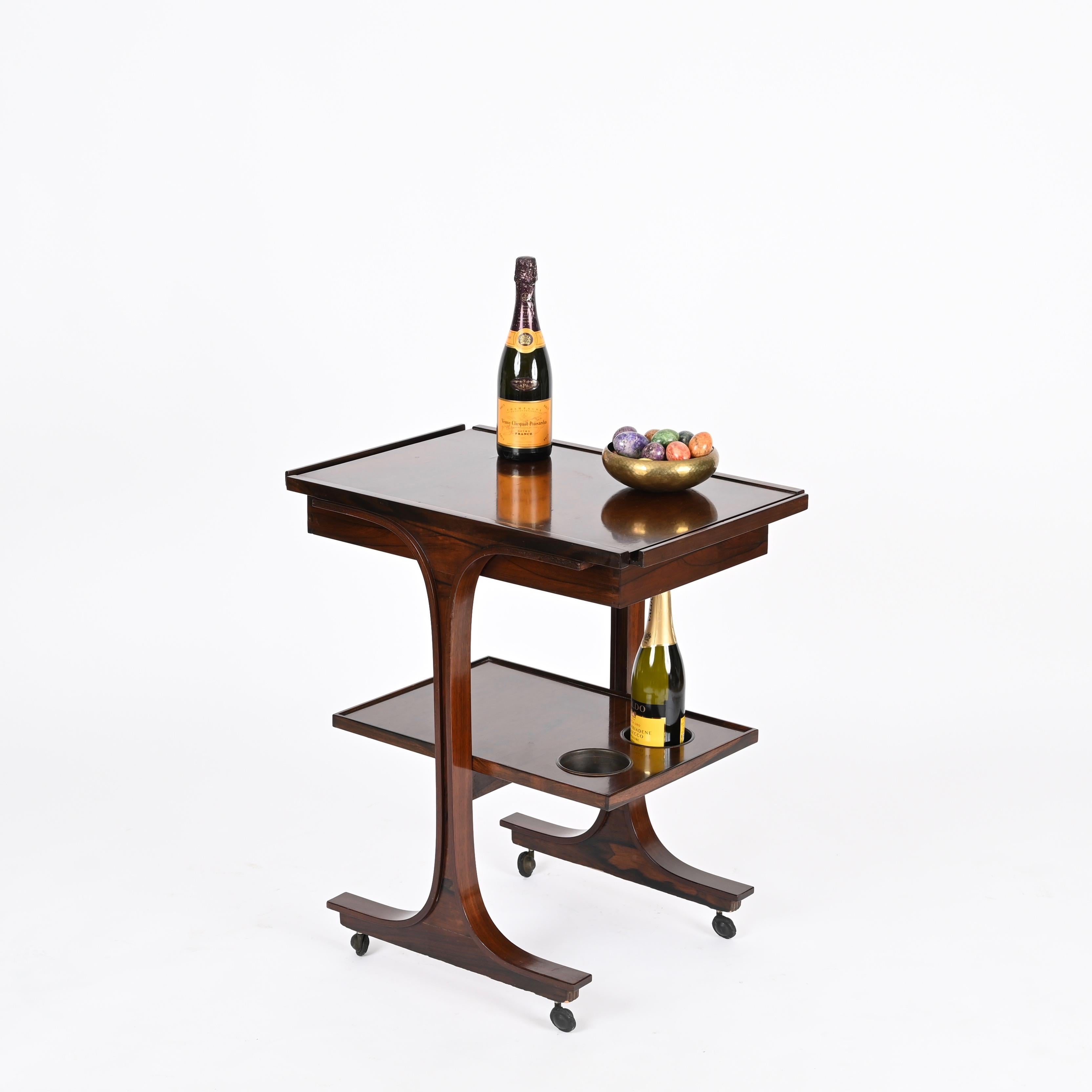 Milieu du XXe siècle Gianfranco Frattini Chariot de bar avec tiroir pour Bernini, Italie, années 1950 en vente
