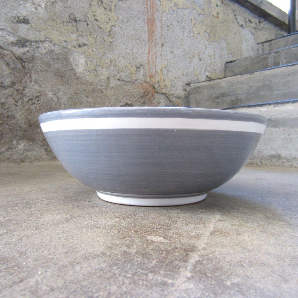 Hand-Painted Serving Bowl Set ‘Grey’ after Sol LeWitt