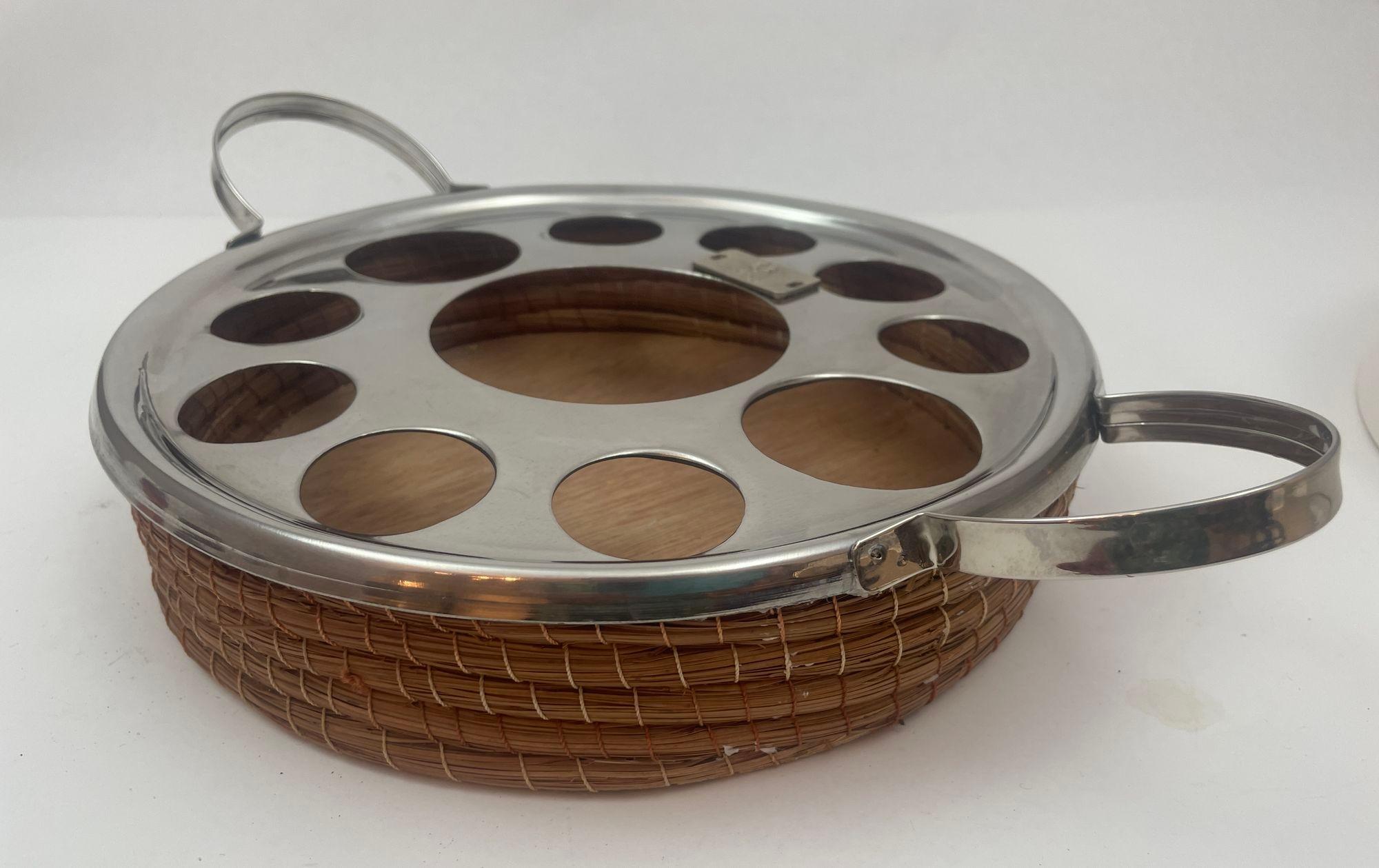 Serving Carrying Storage Wood and Rope Round Tray (amerikanisch) im Angebot
