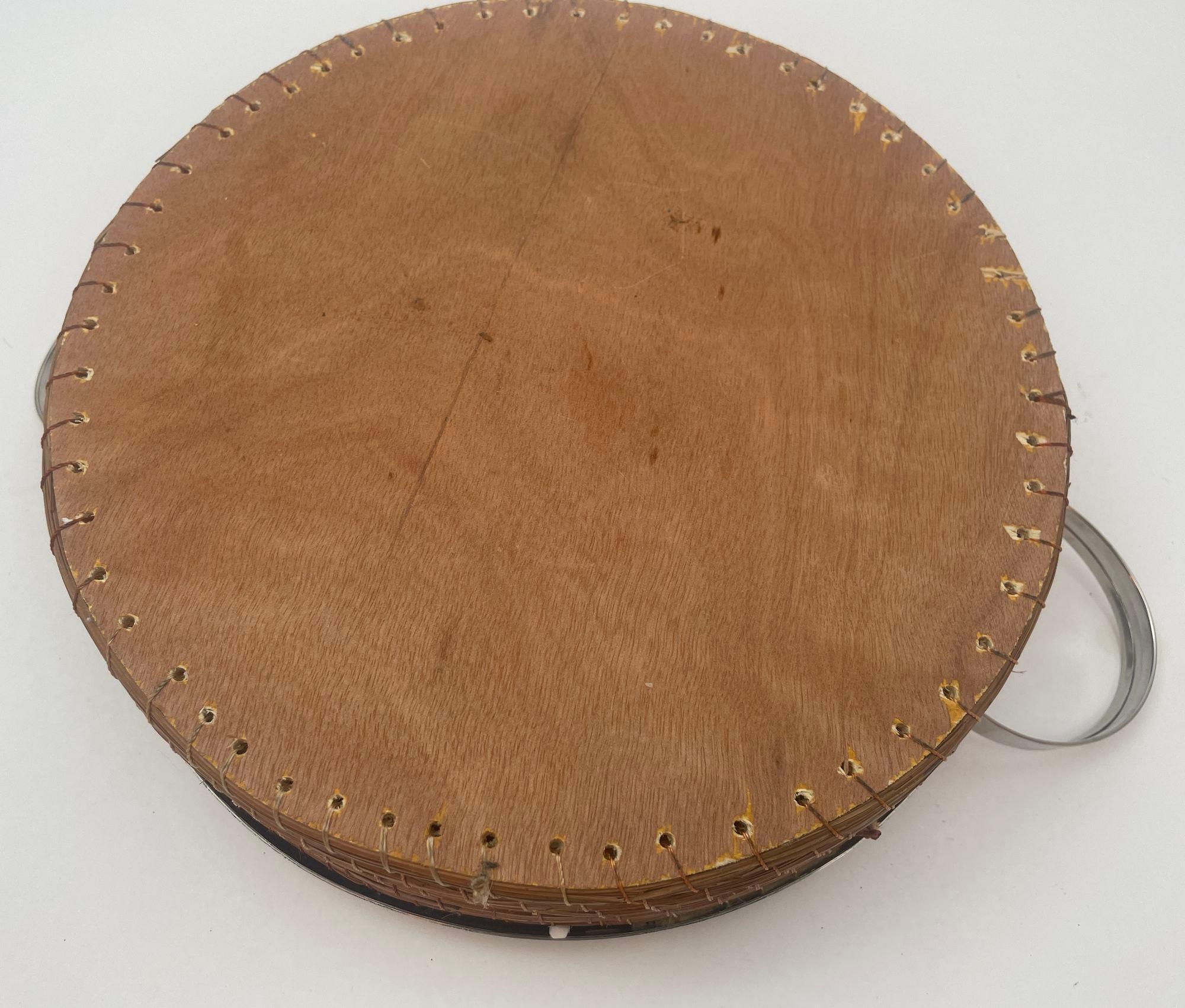 Serving Carrying Storage Wood and Rope Round Tray (20. Jahrhundert) im Angebot