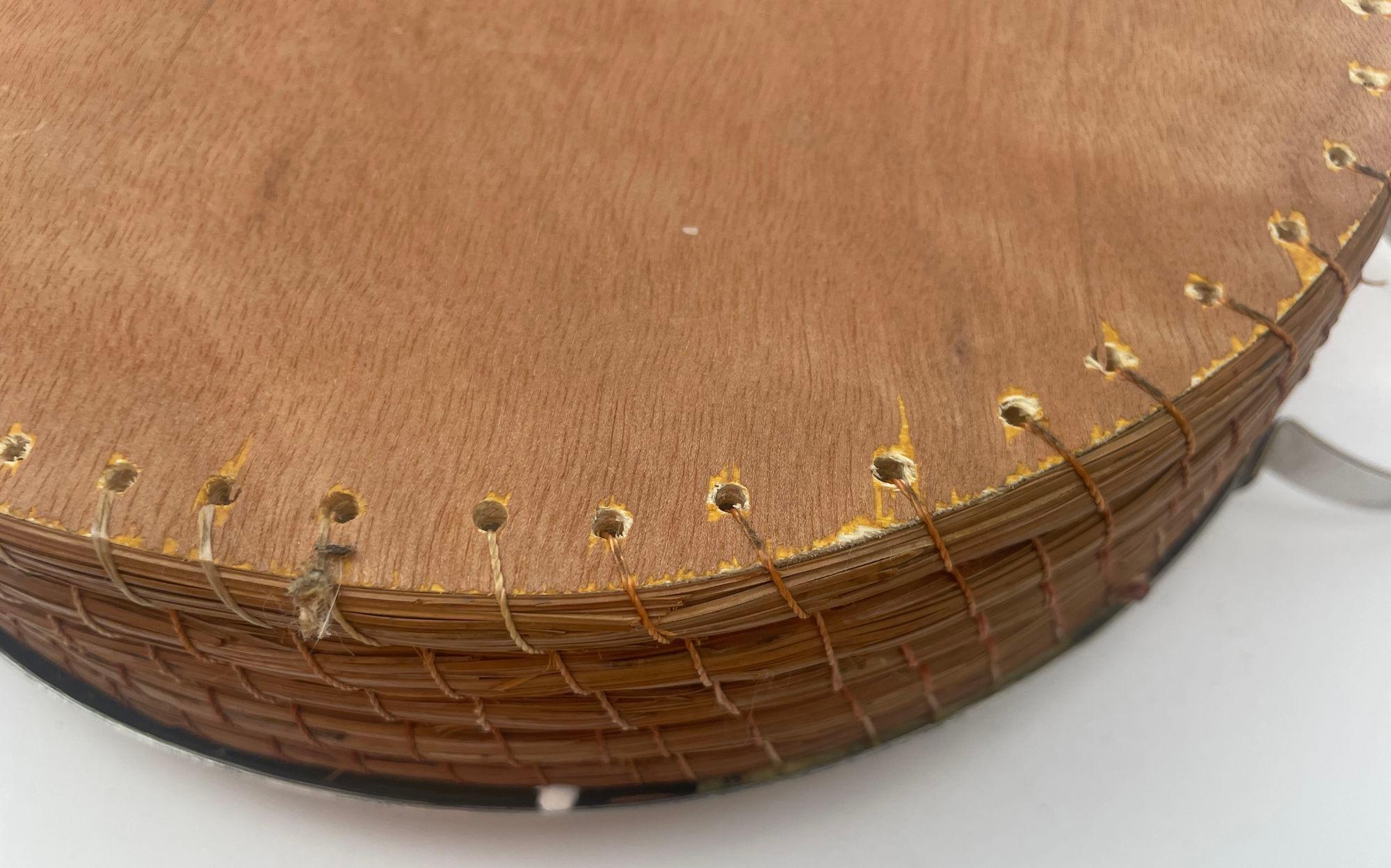 Serving Carrying Storage Wood and Rope Round Tray (Metall) im Angebot