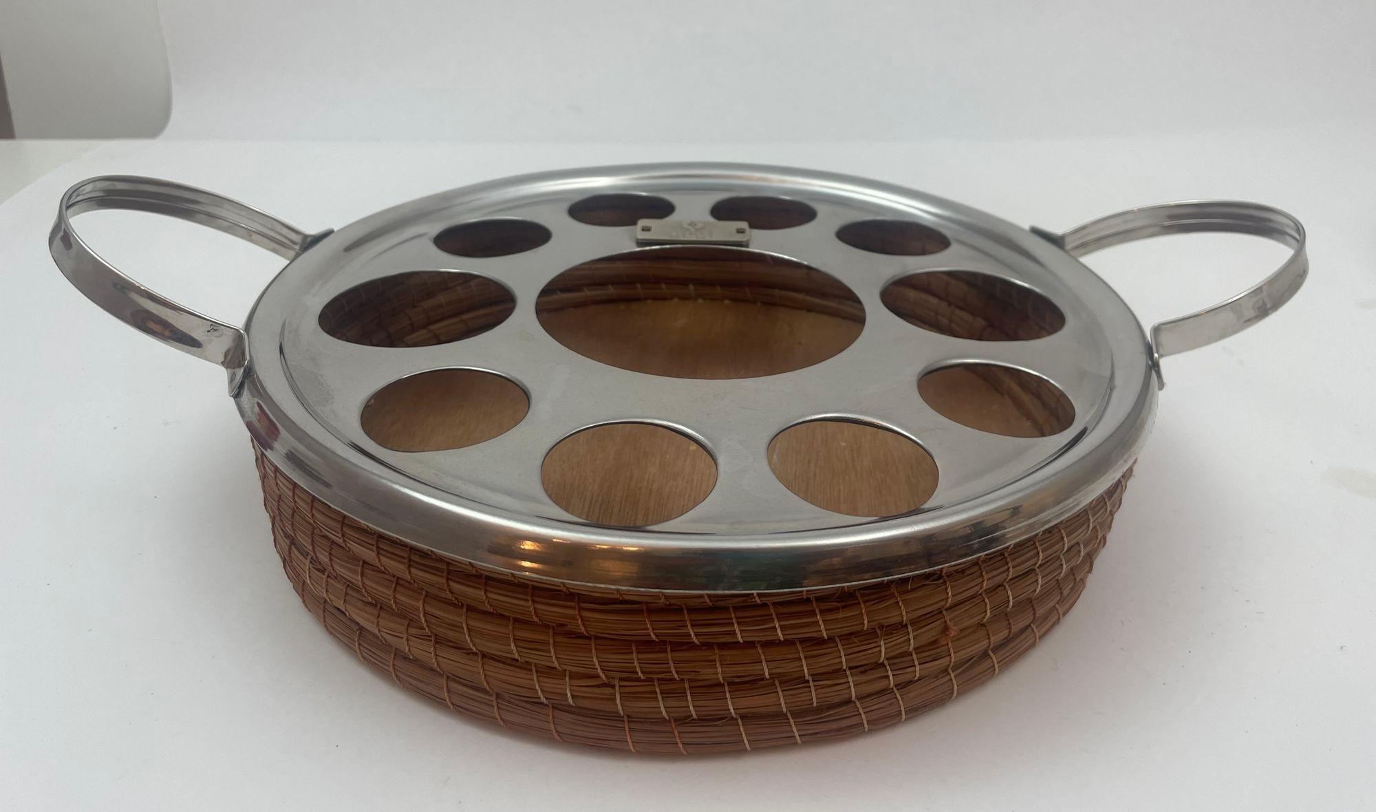 Serving Carrying Storage Wood and Rope Round Tray im Angebot 1
