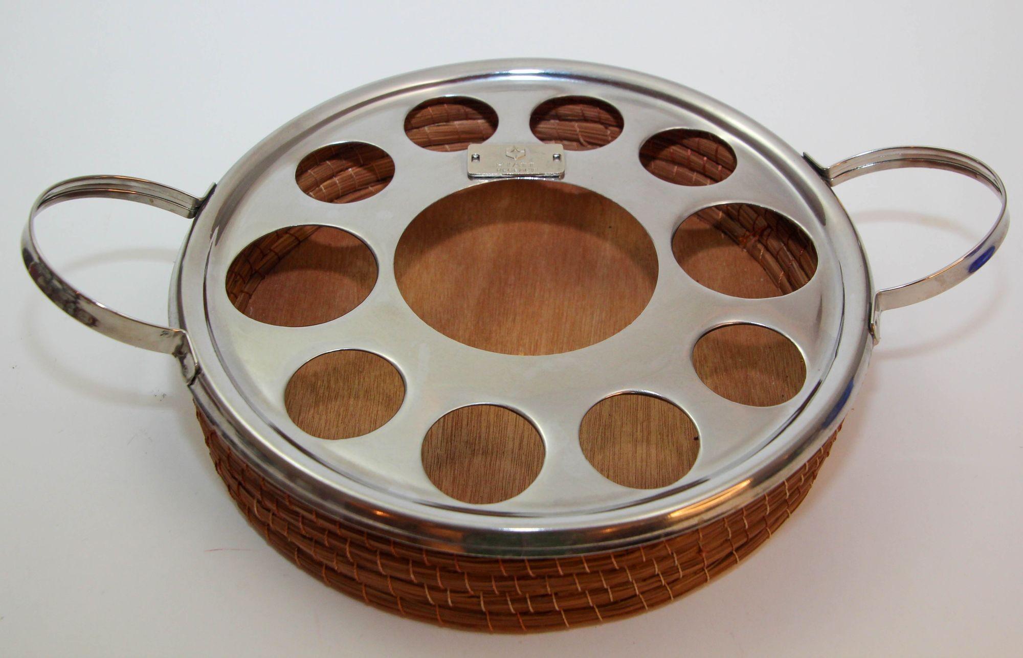 Serving Carrying Storage Wood and Rope Round Tray im Angebot 2