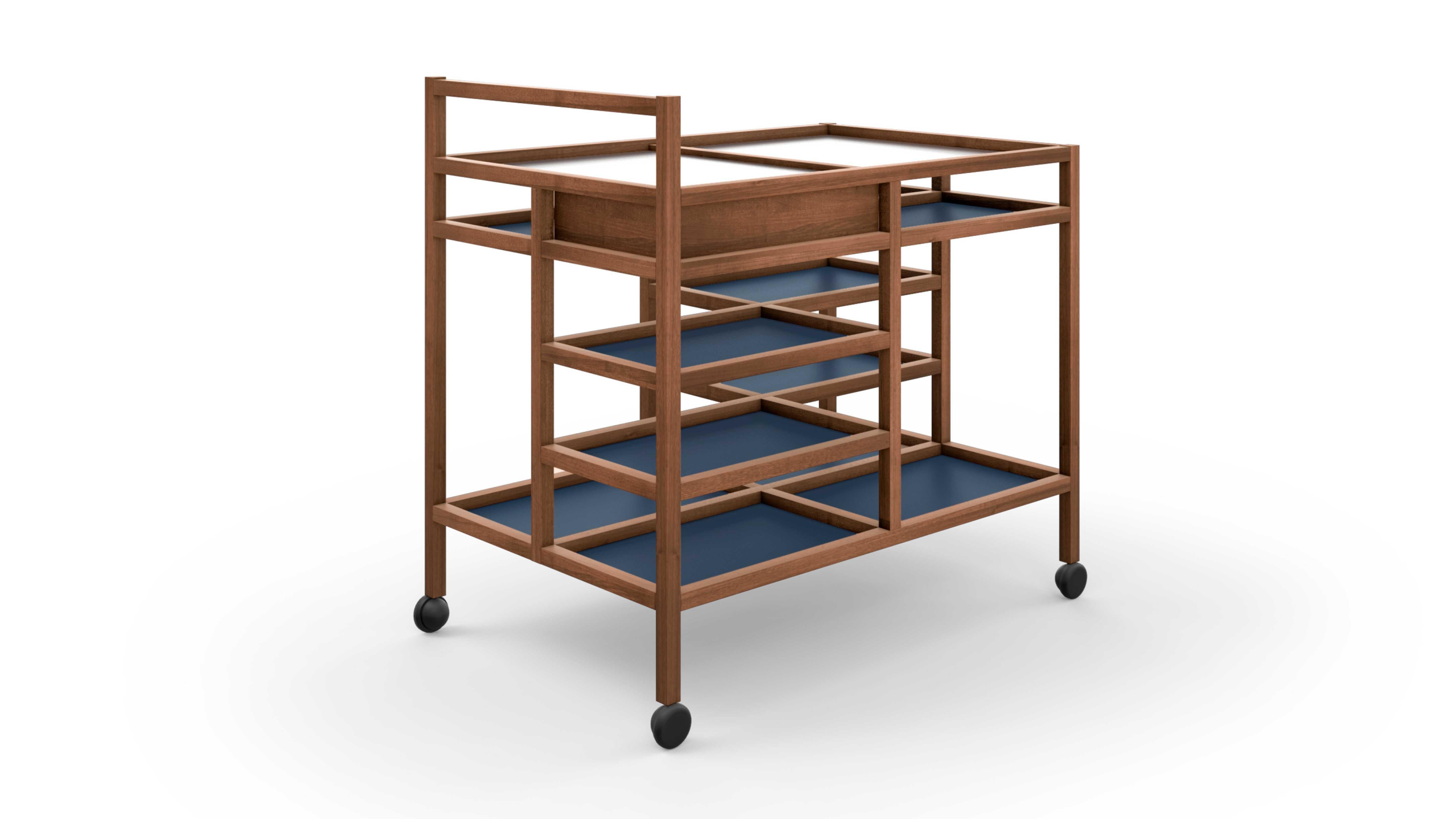 Mid-Century Modern Serving Cart by Bodil Kjær for Cassina, Italy - new  For Sale