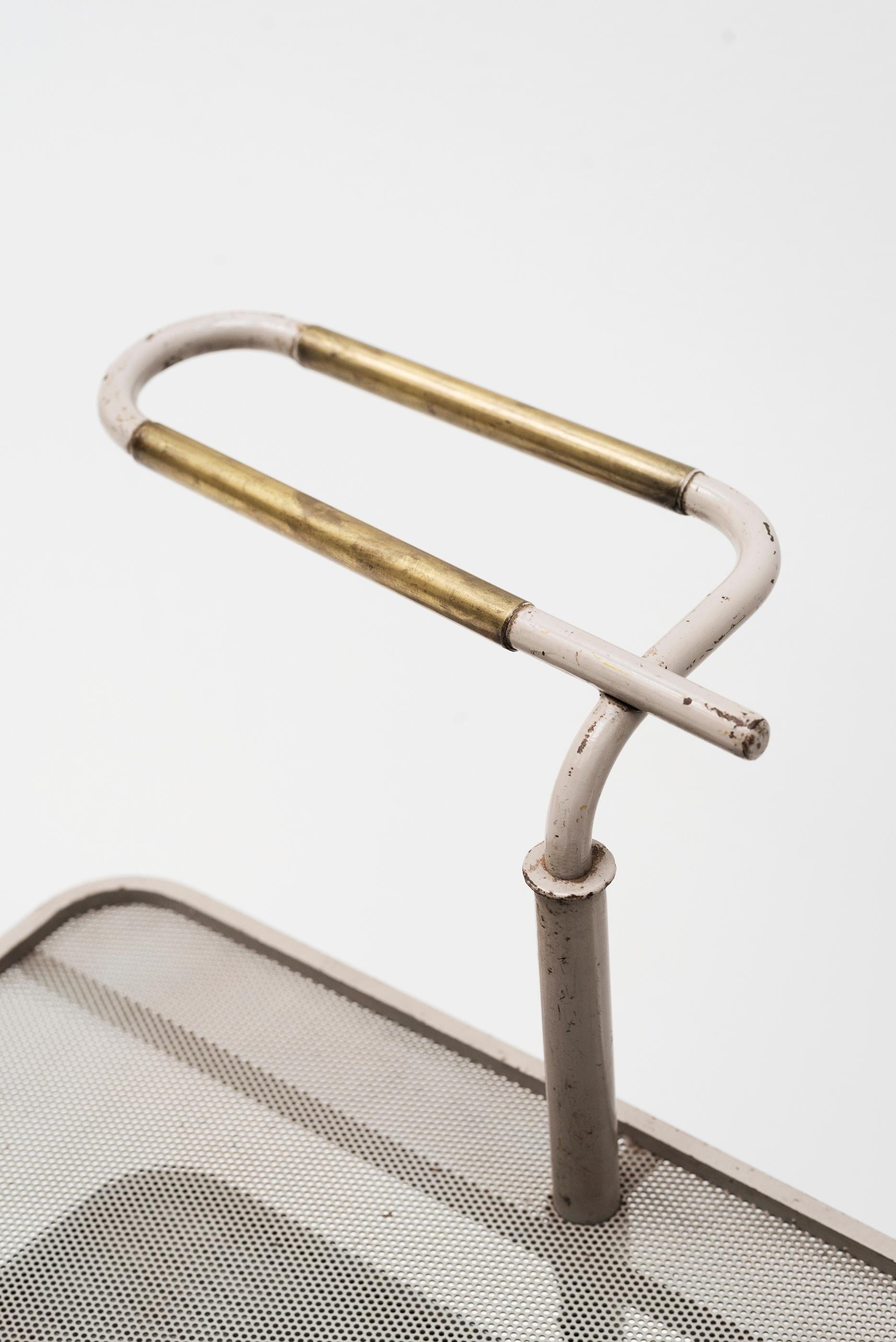 Serving Cart by Mathieu Matégot, Grey & Black Steel Brass & Rubber, 1950, France For Sale 6