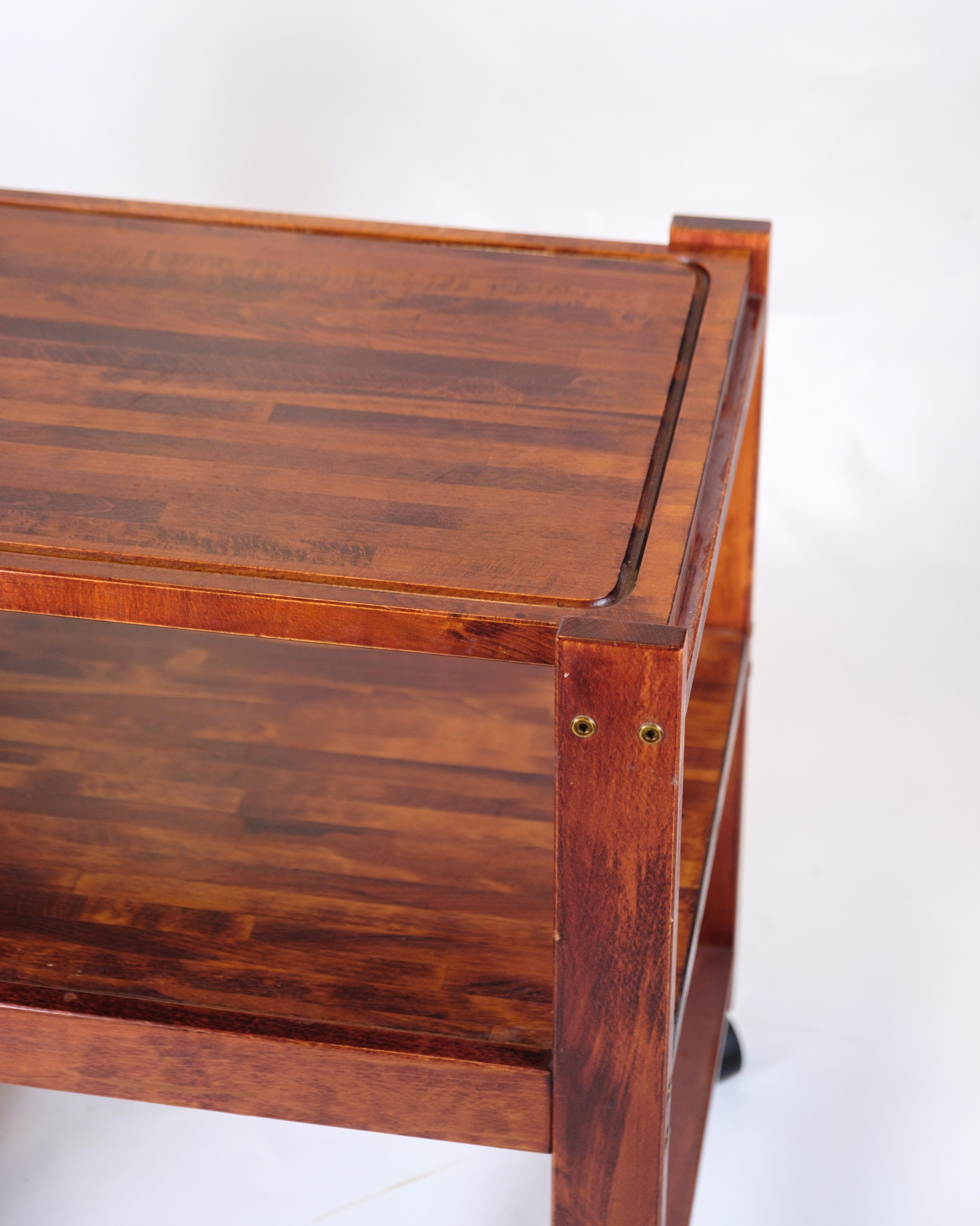 Legno Serving Cart On Wheels In Dark Wood With Removable Cutting Board Vintage Style in vendita