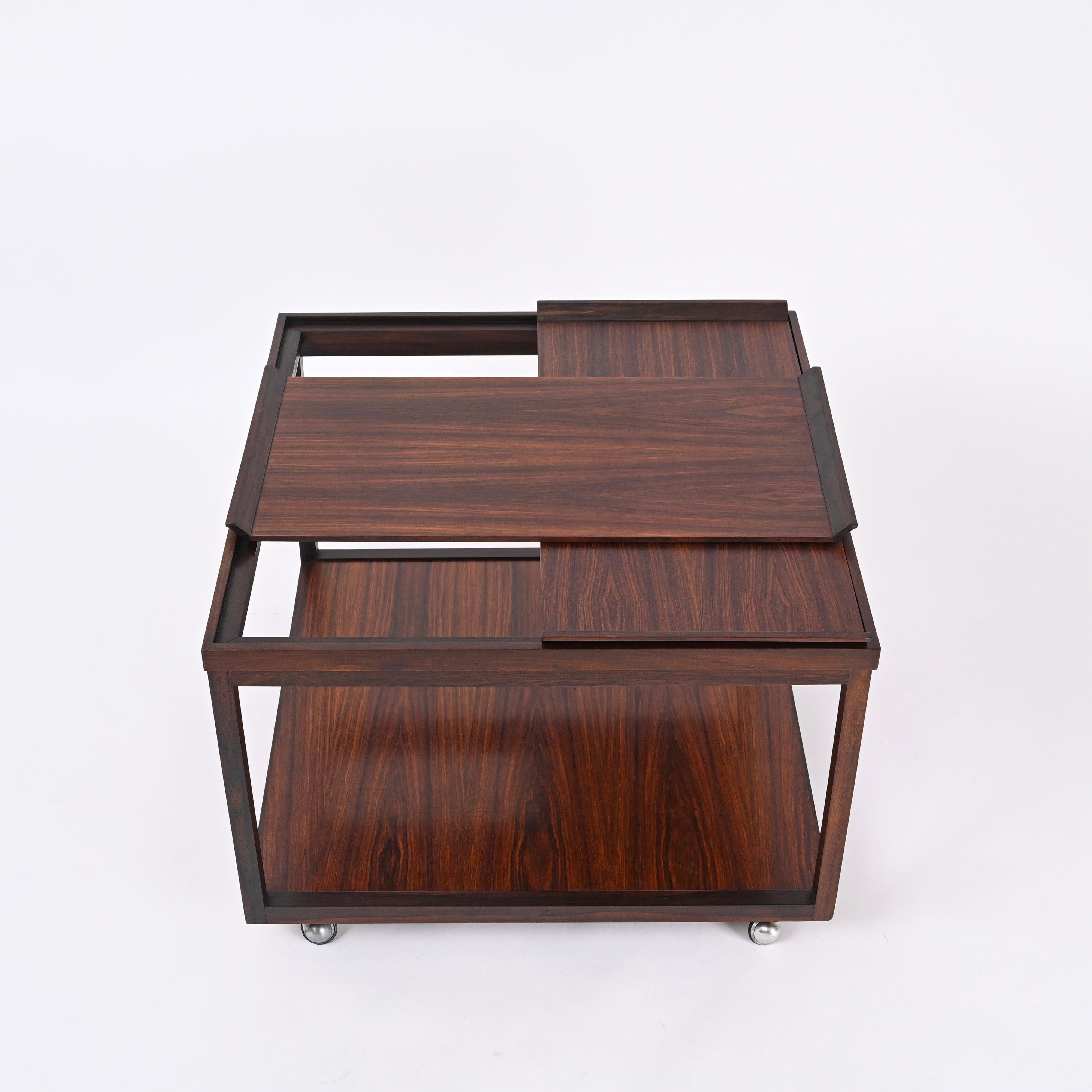 Serving Coffee Table Bar Cart with Removable Trays, Cassina, Italy 1960s For Sale 10