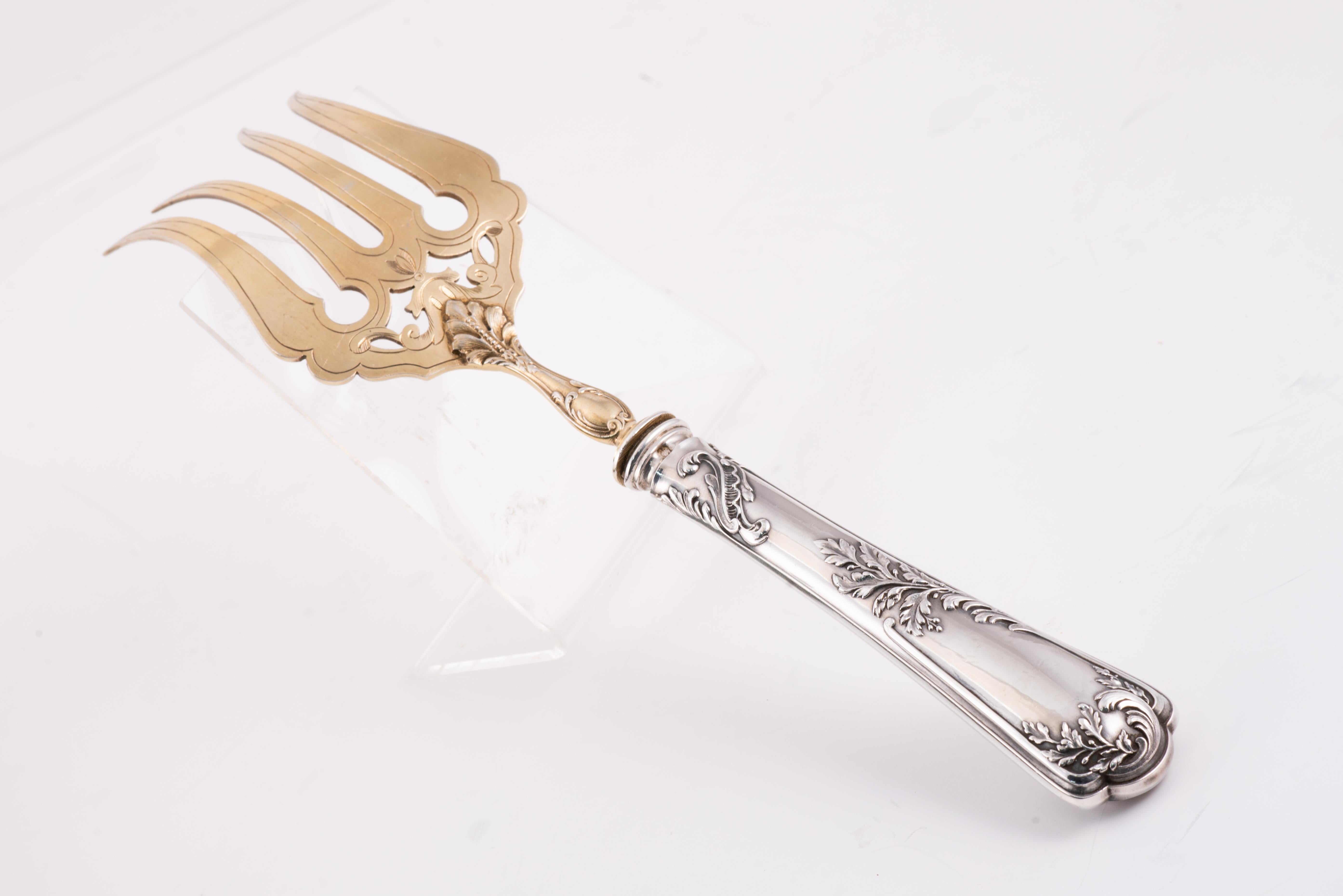 Servierbesteck in einem Etui. A. Silver, etc. Puiforcat, Frankreich, um 1900. im Angebot 3