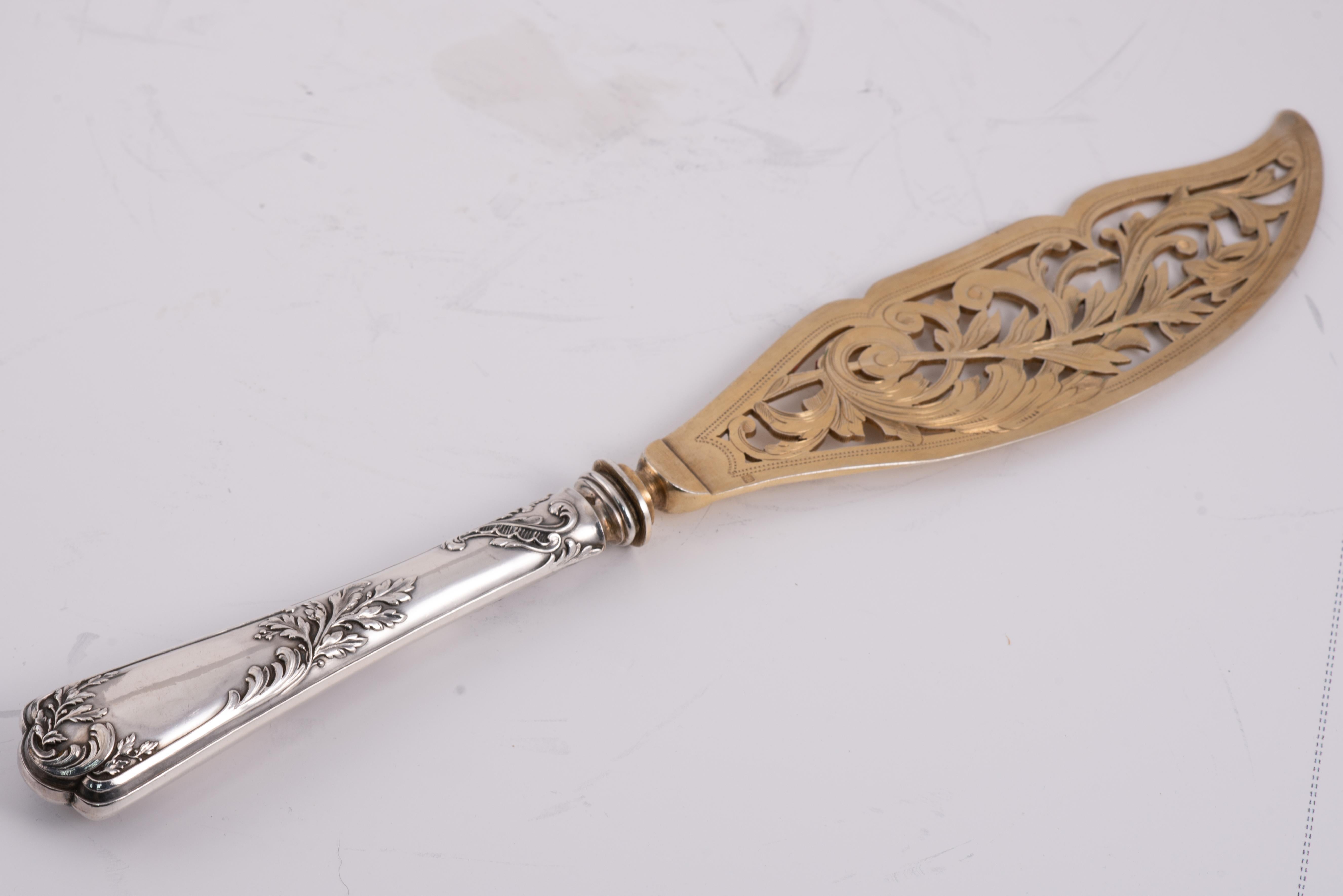 Servierbesteck in einem Etui. A. Silver, etc. Puiforcat, Frankreich, um 1900. im Zustand „Gut“ im Angebot in Madrid, ES