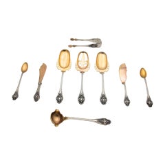 Serving cutlery set in gold-plated silver with shells