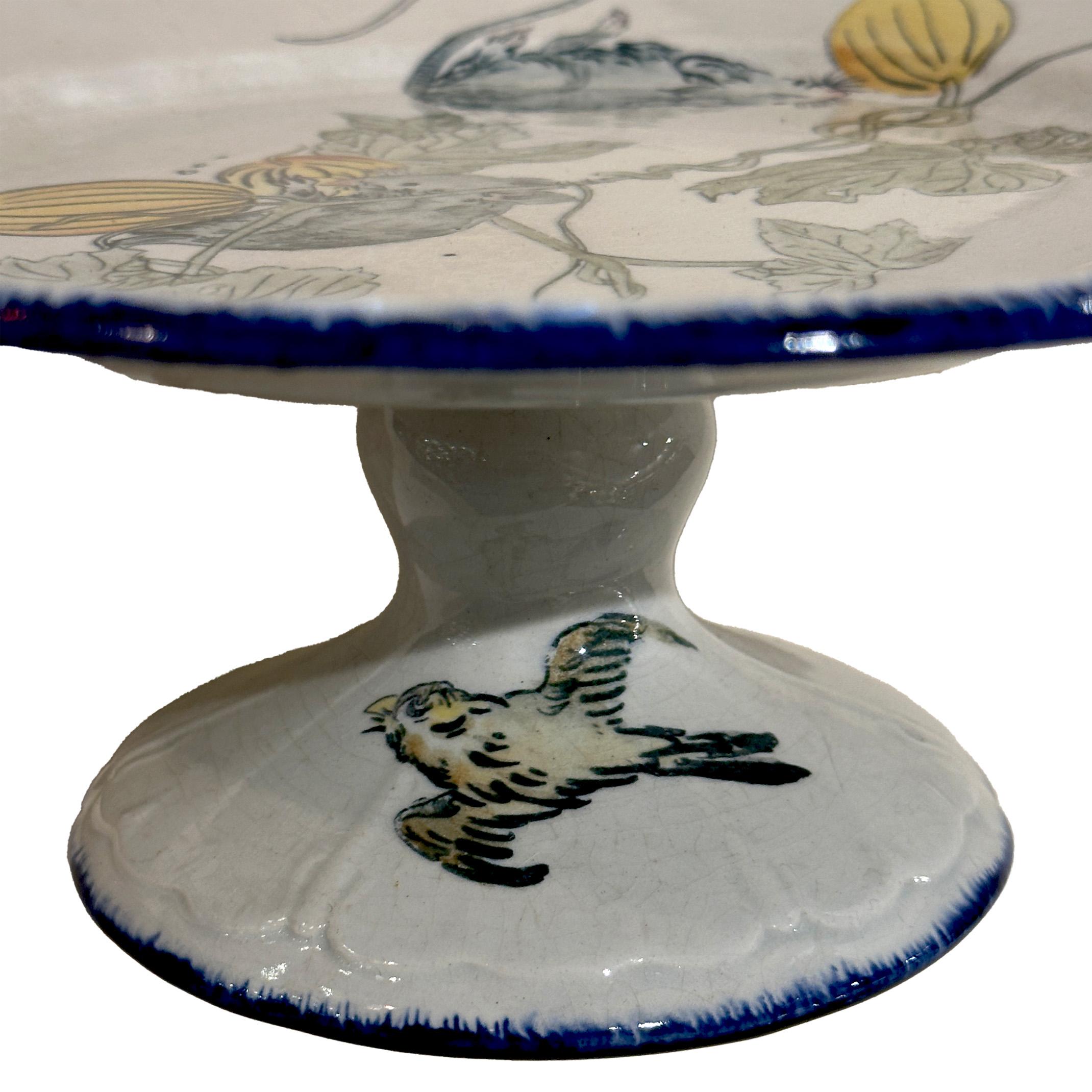 Japonisme Plat de service Choisy-le-Roi pour L'Escalier de Cristal, 19e « Grands Oiseaux » en vente
